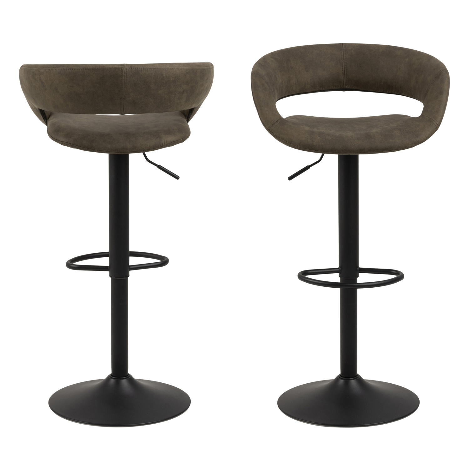 ACT NORDIC Grace barstol - olivengrøn/sort stof/metal, m. trompetfod