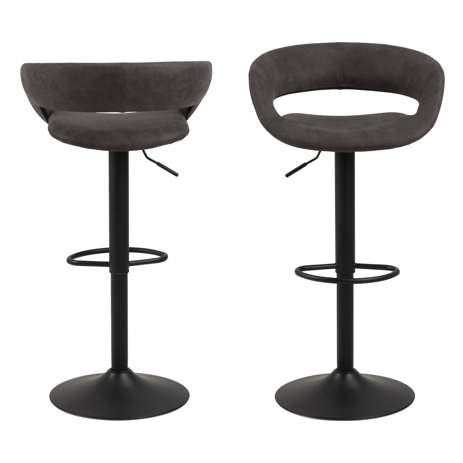 ACT NORDIC Grace barstol - antracitgrå/sort stof/metal, m. trompetfod