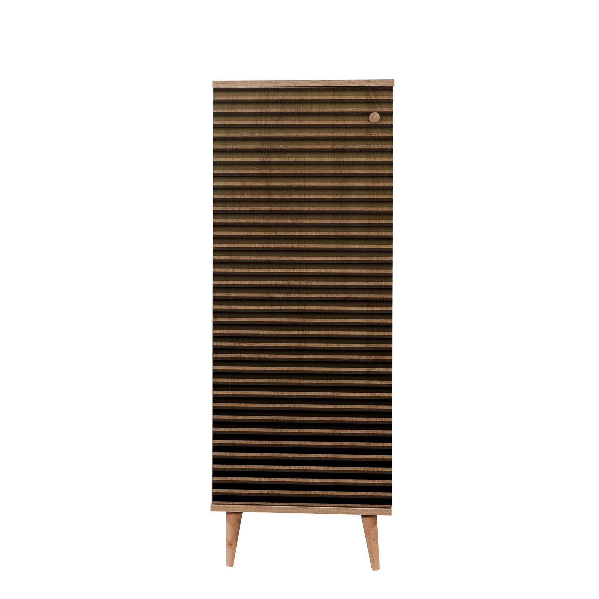 FUNZI LIVING Filinta skoskab, m. 1 låge - Sonoma egefarvet melamin og natur avnbøg