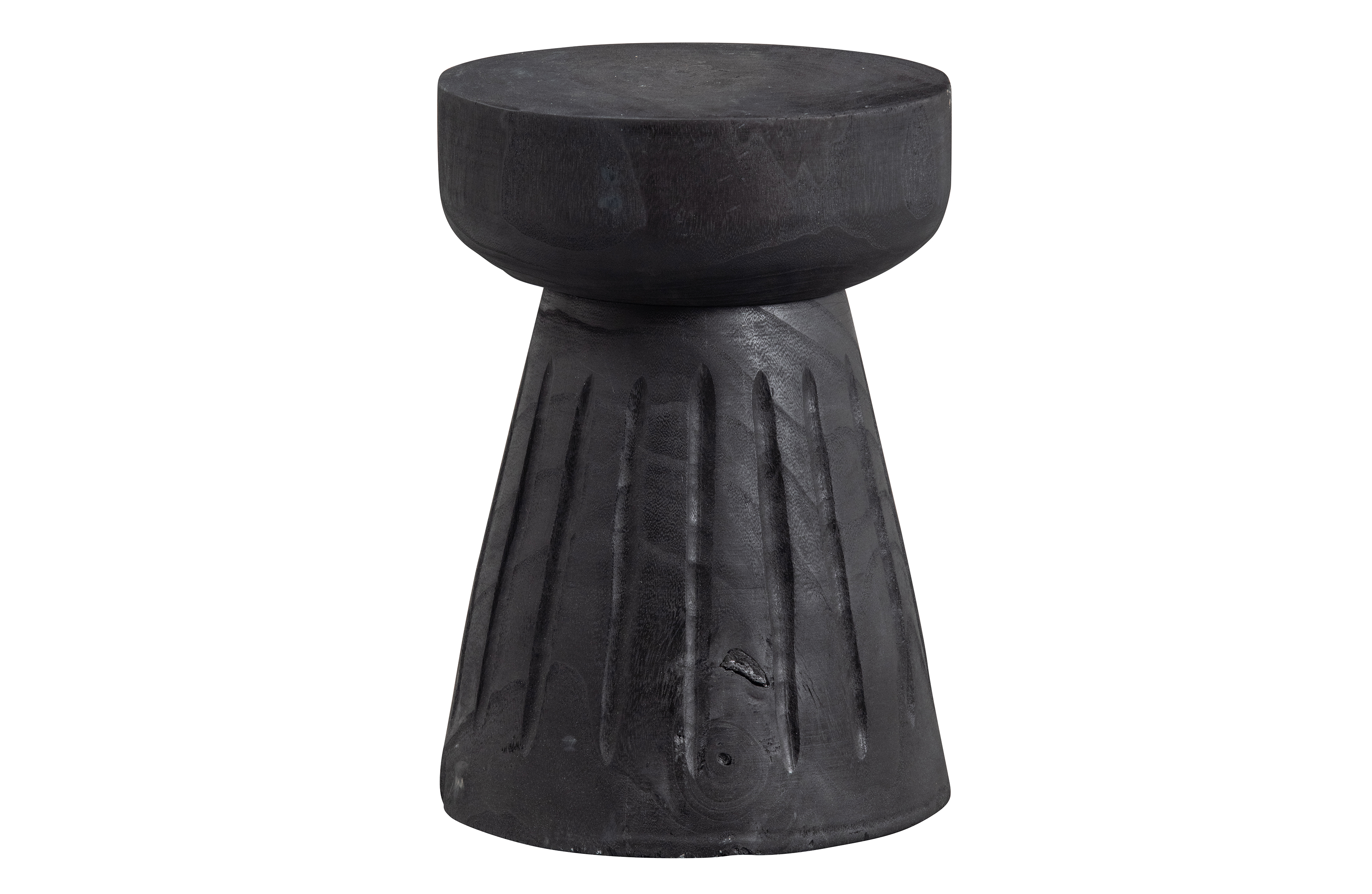 WOOOD Borre skammel, rund - sort paulownia træ (Ø28)