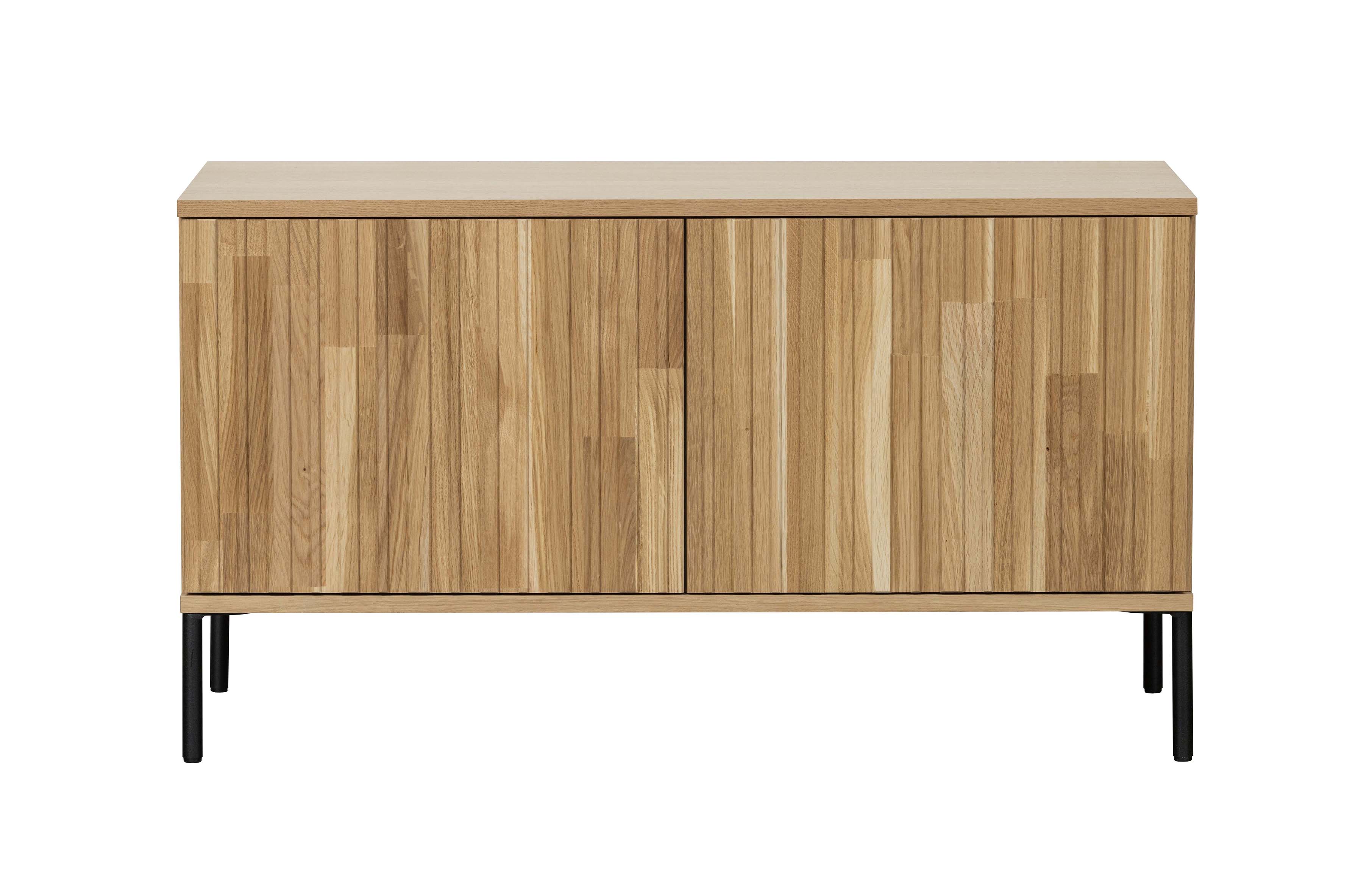 WOOOD EXCLUSIVE New Gravure TV-bord, m. 2 push to open låger - natur egefinér og sort metal (B:100)