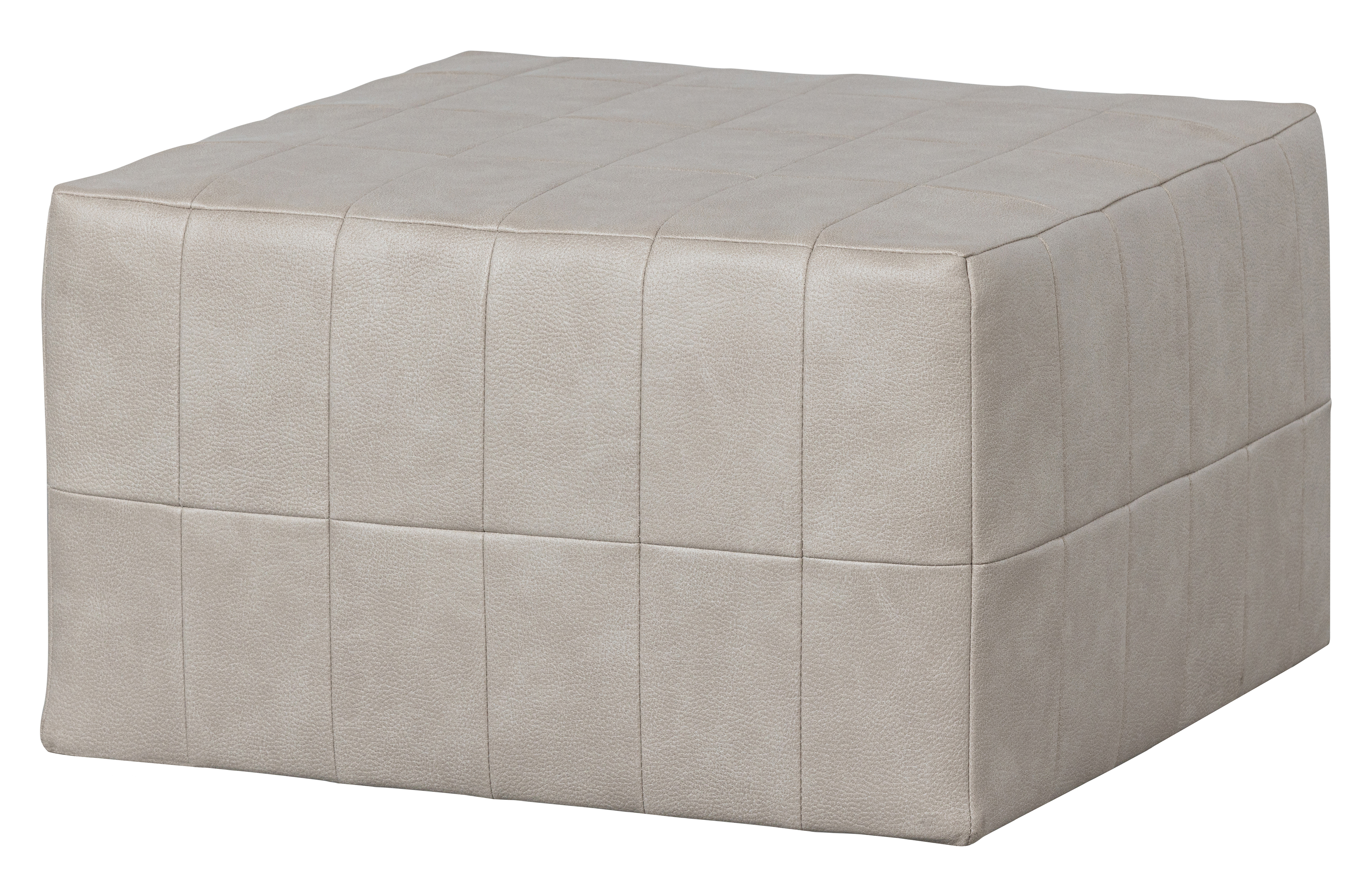 WOOOD Patchwork puf, kvadratisk - natur imiteret læder polyester (60x60)