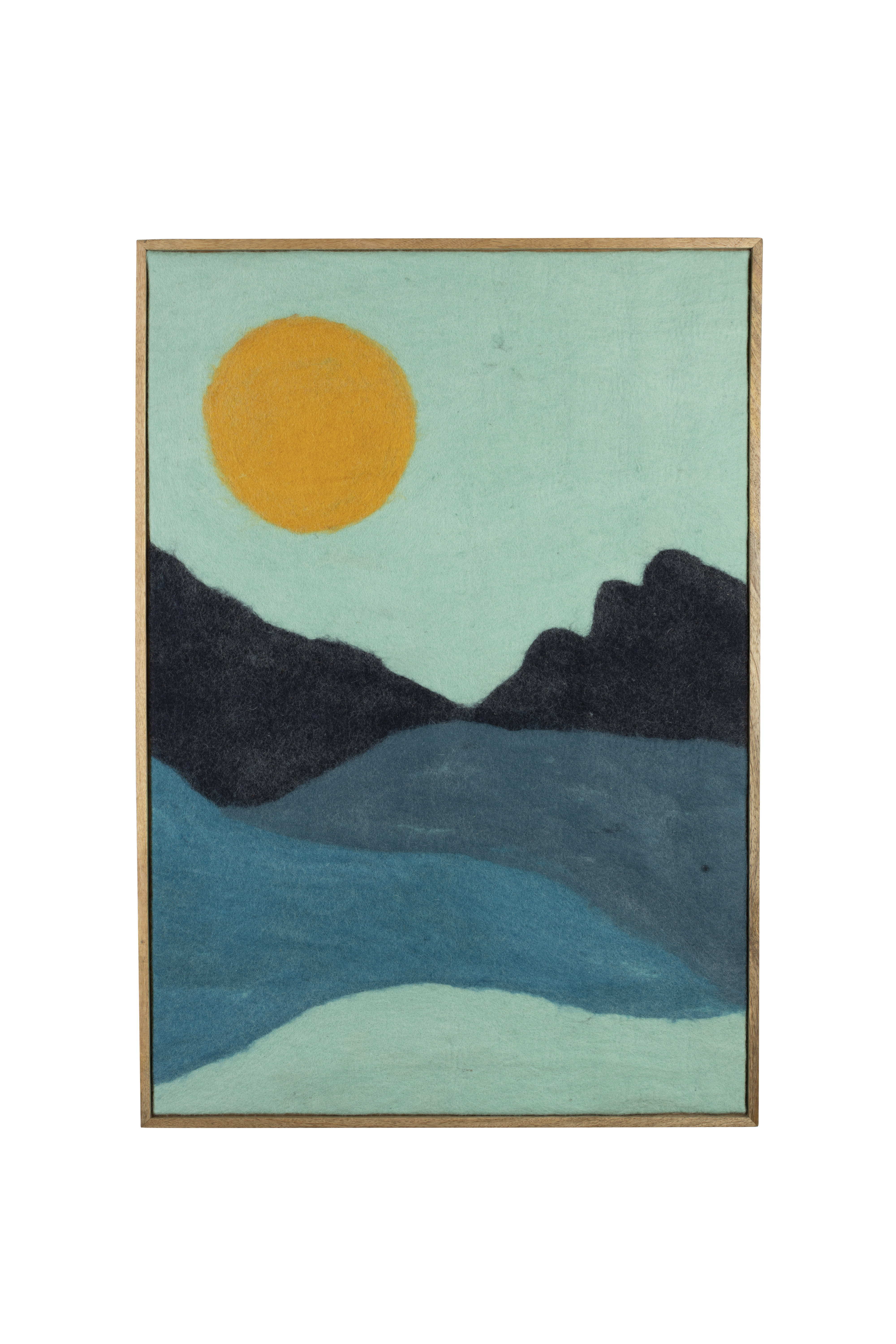 DUTCHBONE Gandhi vægdekoration, rektangulær - blå/multifarvet uld og mangotræ (100x70)