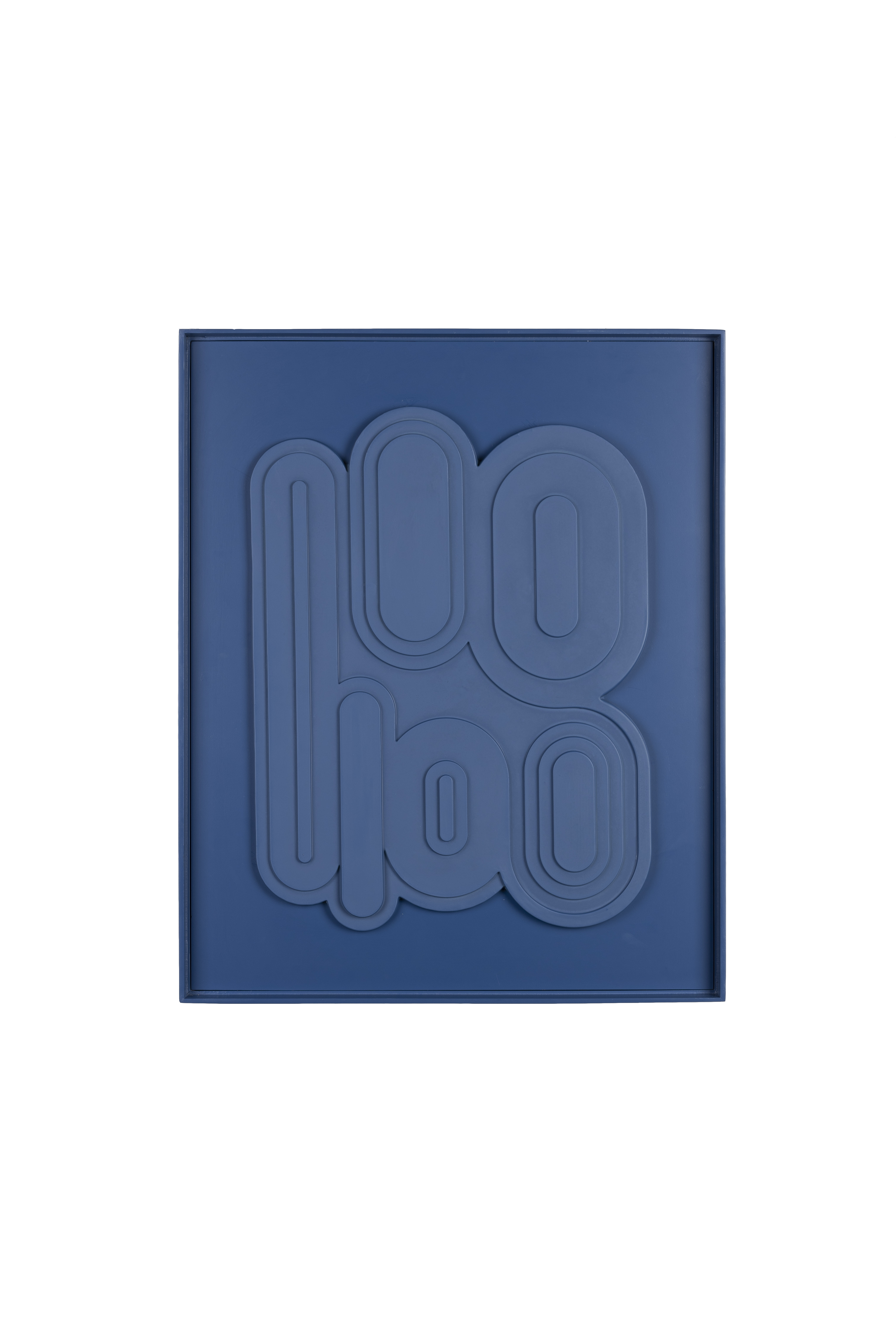 ZUIVER August vægdekoration 3D, rektangulær - blå gips og blå træramme (64x52)