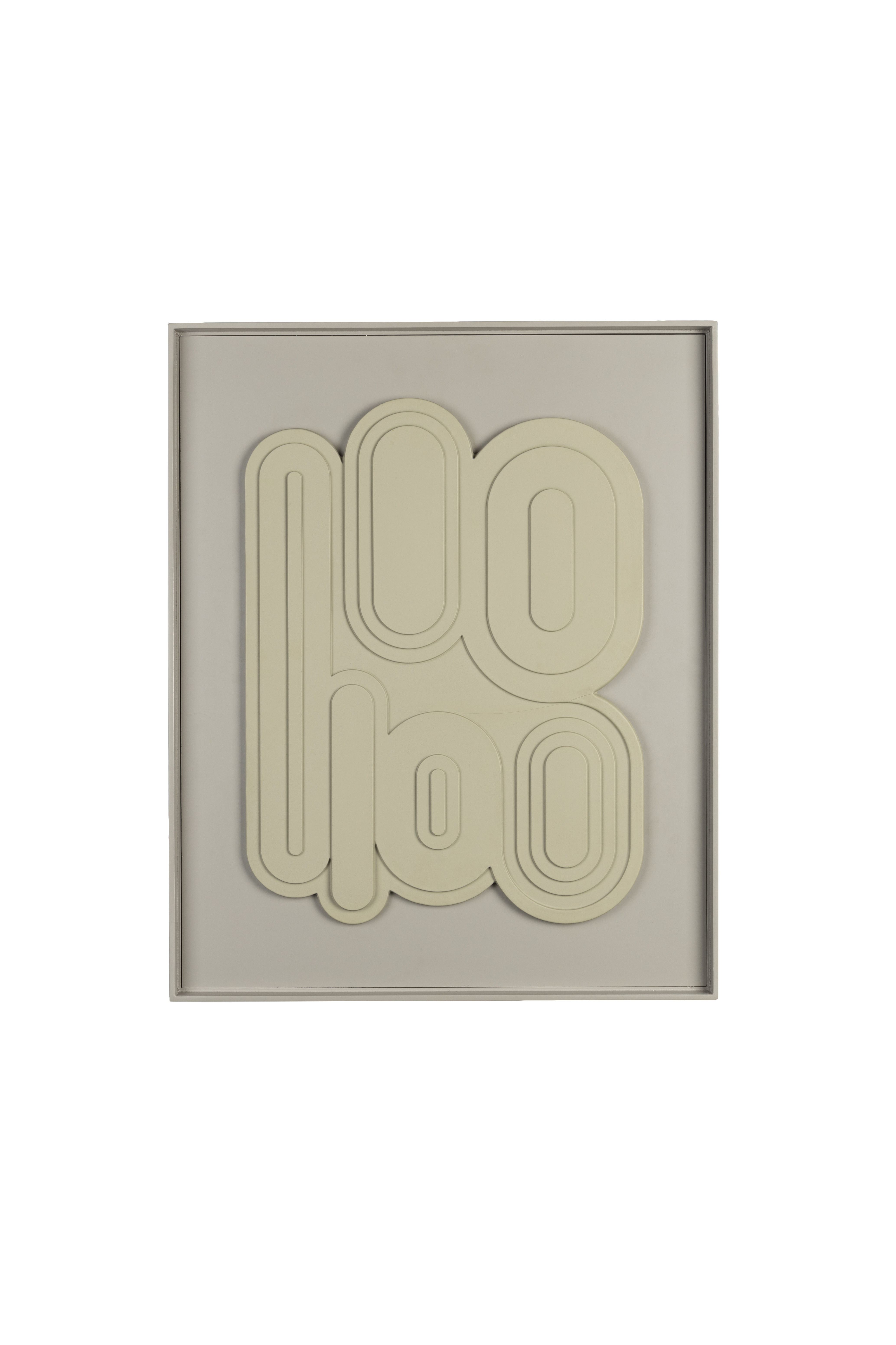 ZUIVER August vægdekoration 3D, rektangulær - beige gips og rice træramme (64x52)