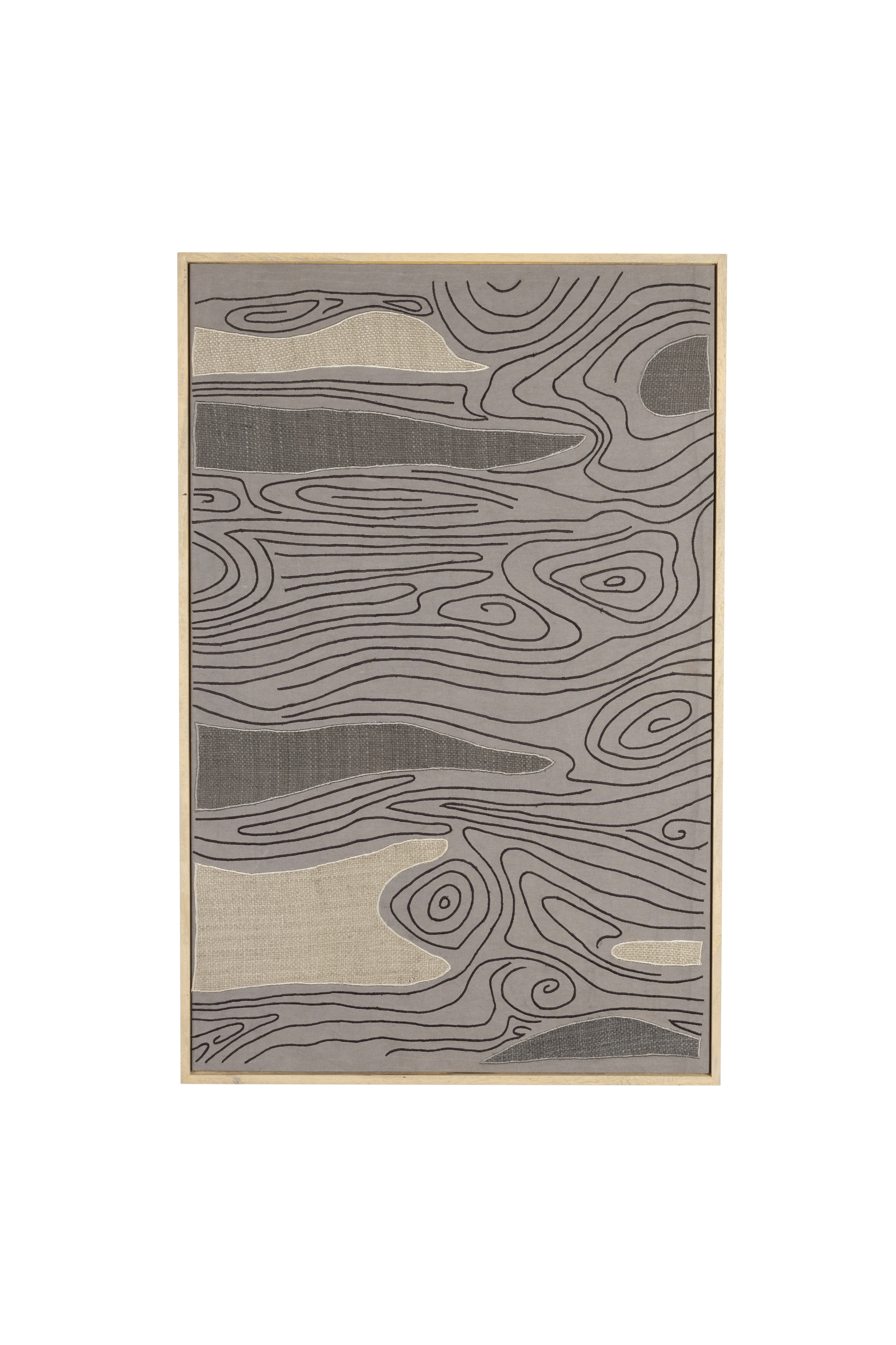 ZUIVER Shallow vægdekoration, rektangulær - multifarvet stof og mangotræ (104x68)