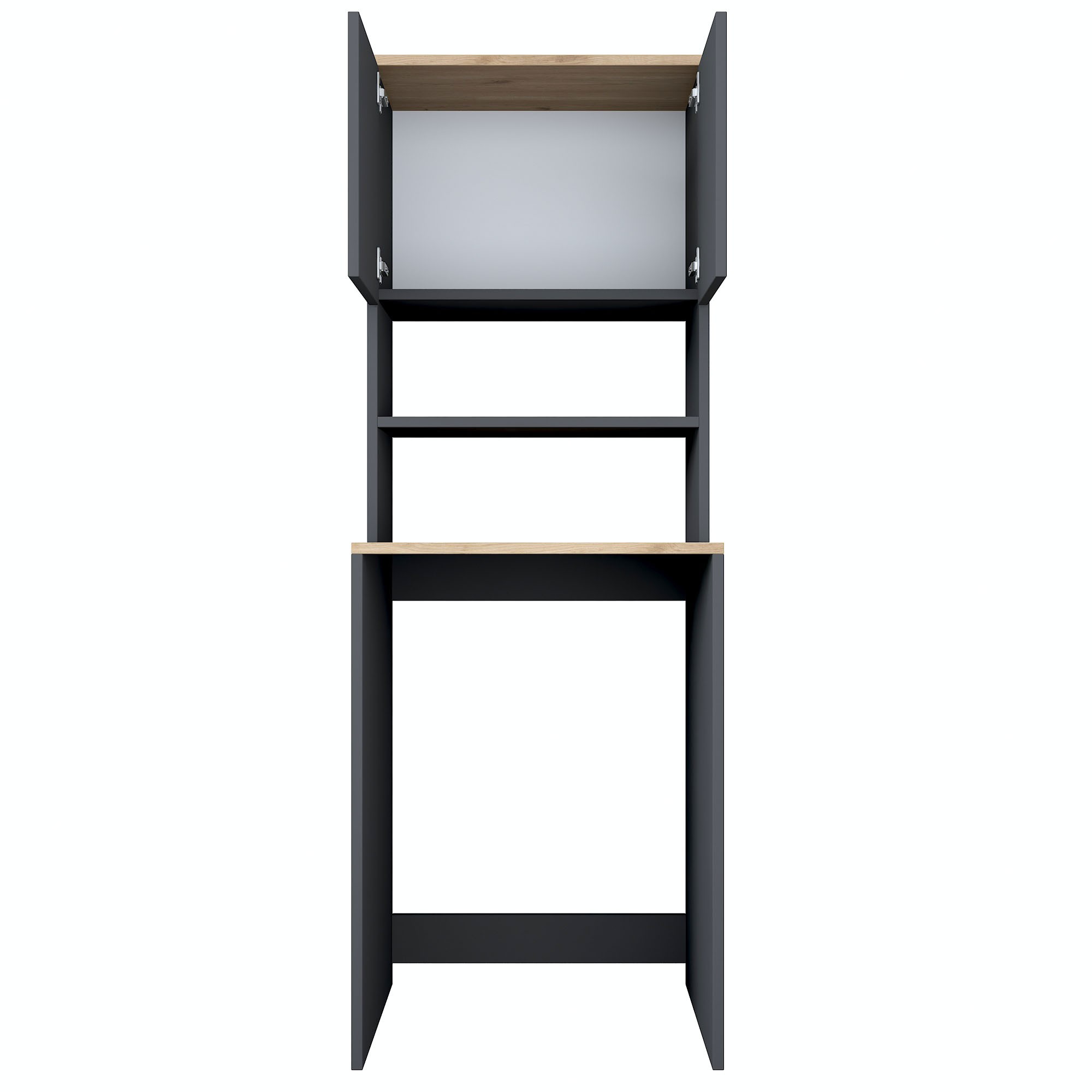 NORDVÄRK KD101 2674 vaskemaskineskab, m. 2 låger og 1 hylde - antracit og brun melamin (65x60)