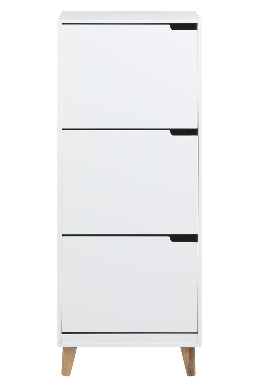 ACT NORDIC Mitra skoskab - hvid træ, m. 3 låger