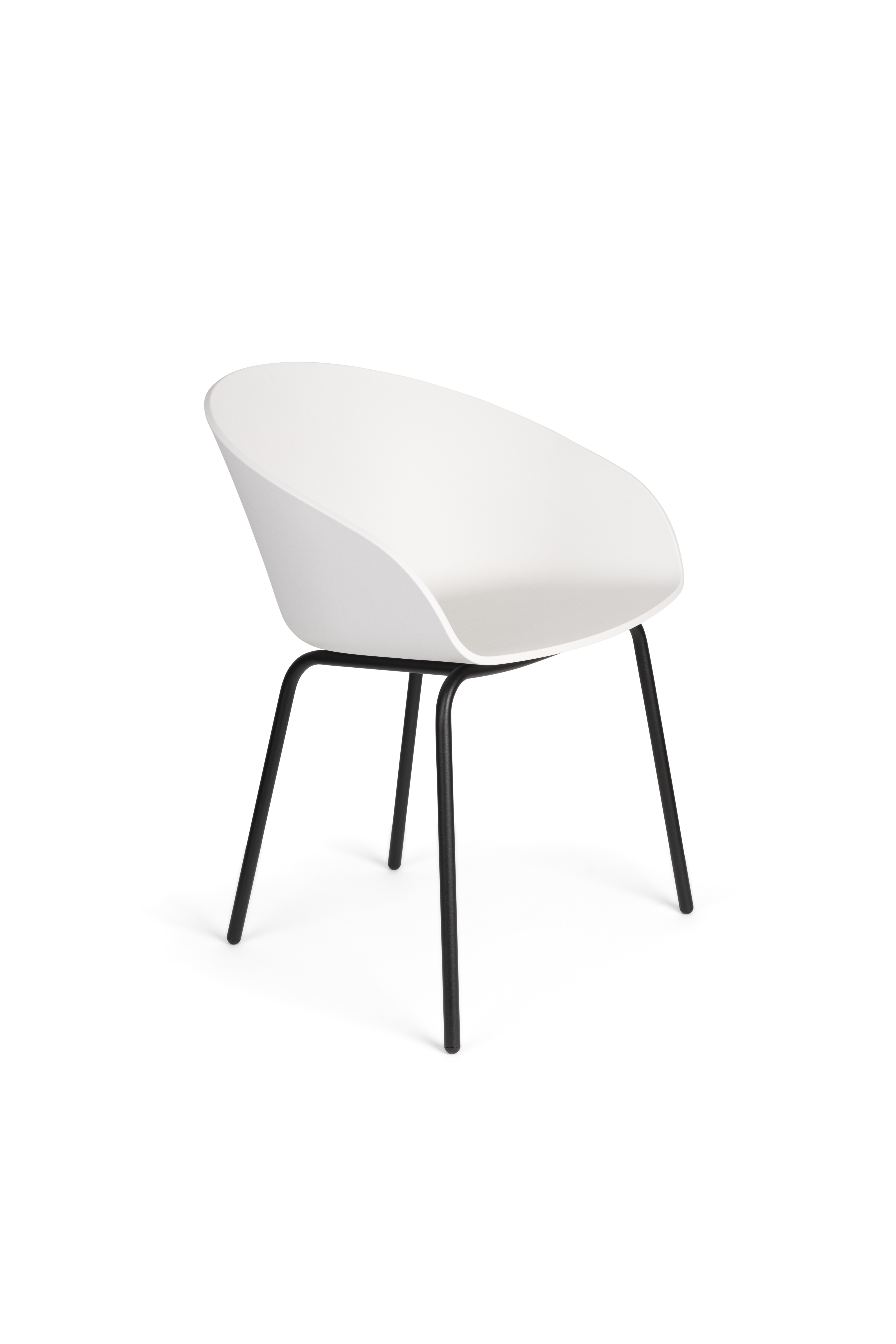ZUIVER Void spisebordsstol, m. armlæn - mælkehvid genanvendt polypropylen og sort stål