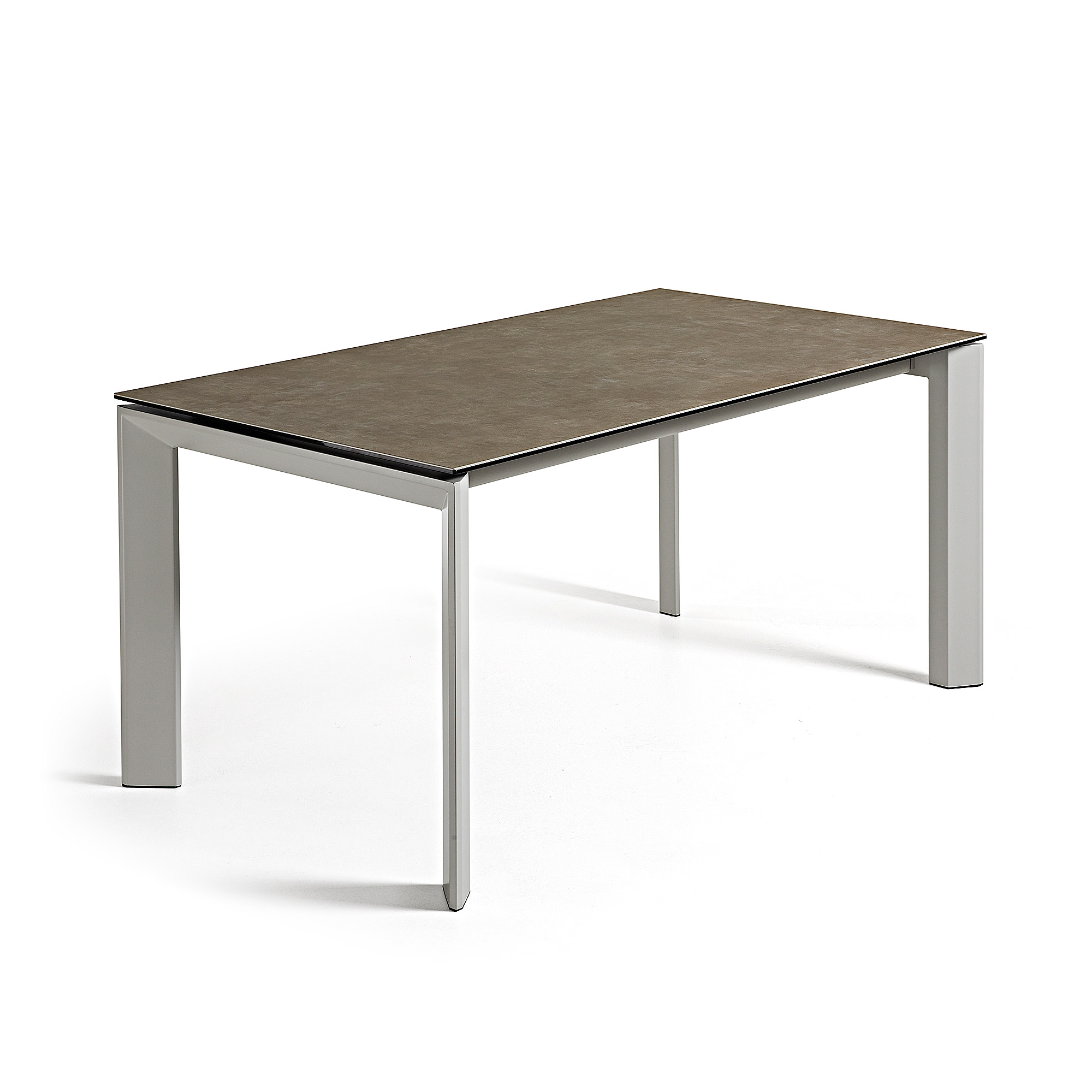 KAVE HOME Axis spisebord, m. butterflybordplade - Vulcano Ceniza porcelæn og grå stål (160(220)