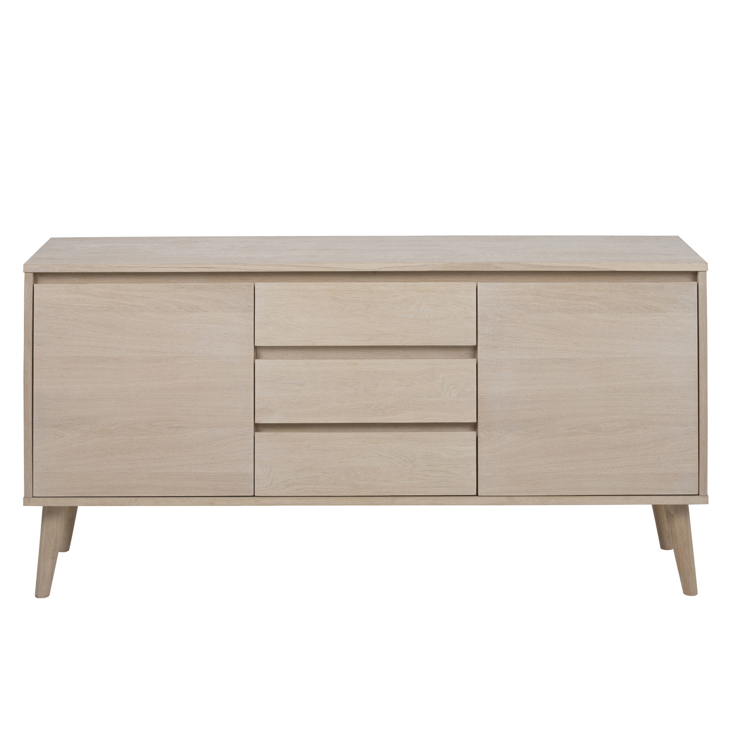 ACT NORDIC Nagano skænk - natur egetræsfinér/træ, m. 2 låger og 3 skuffer