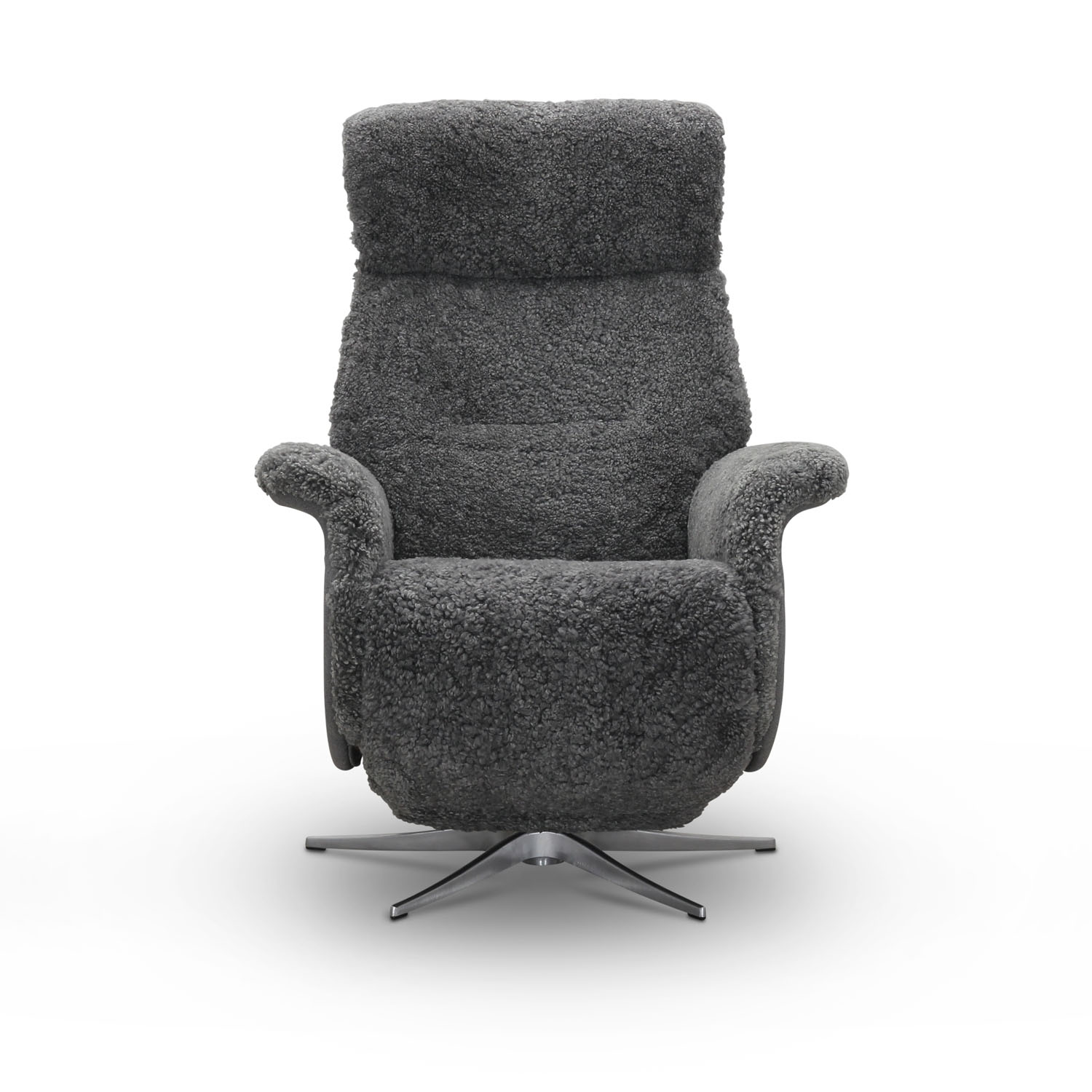 HAGA Lissabon recliner lænestol, m. to motorer - lysegrå fåreskind og metal