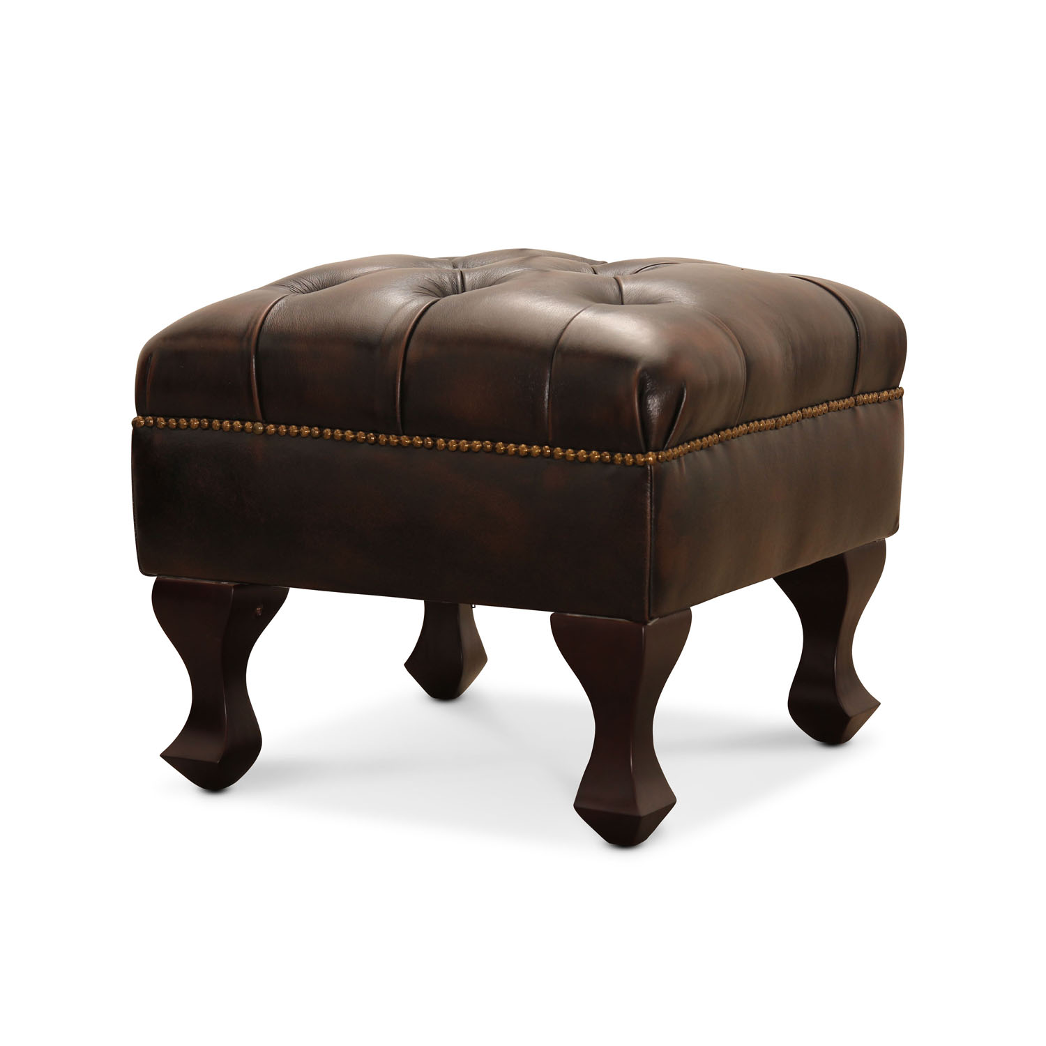 HAGA Aberdeen fodskammel - brun læder og træ