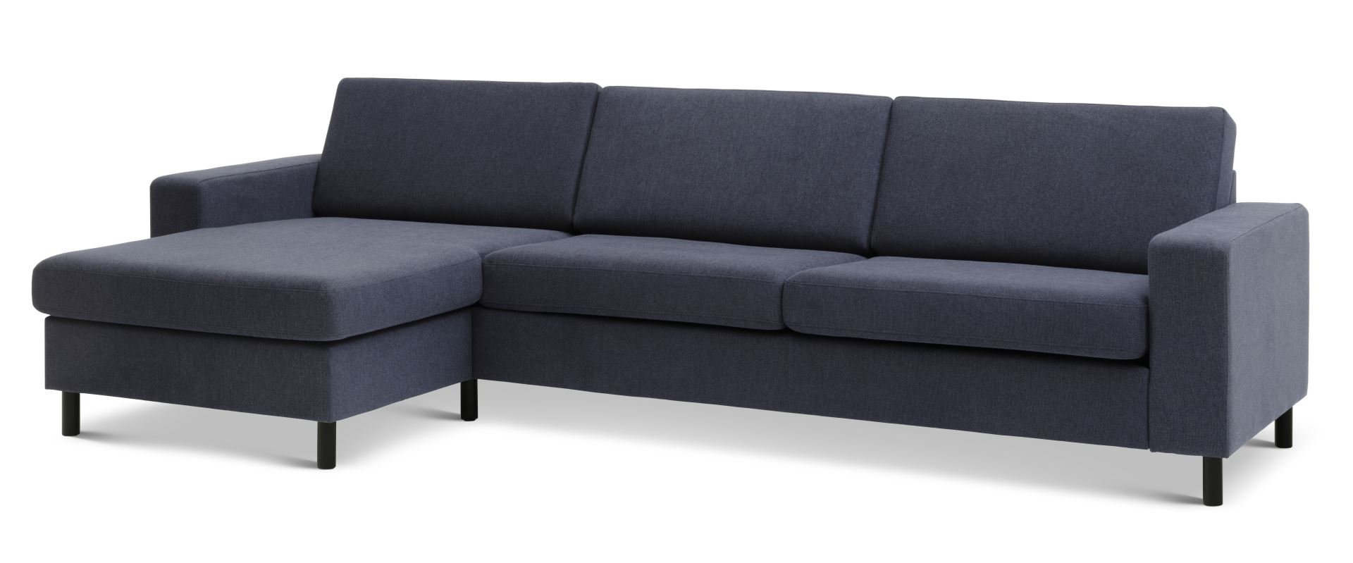 Pan set 8 3D XL sofa, m. chaiselong - blå polyester stof og sort træ