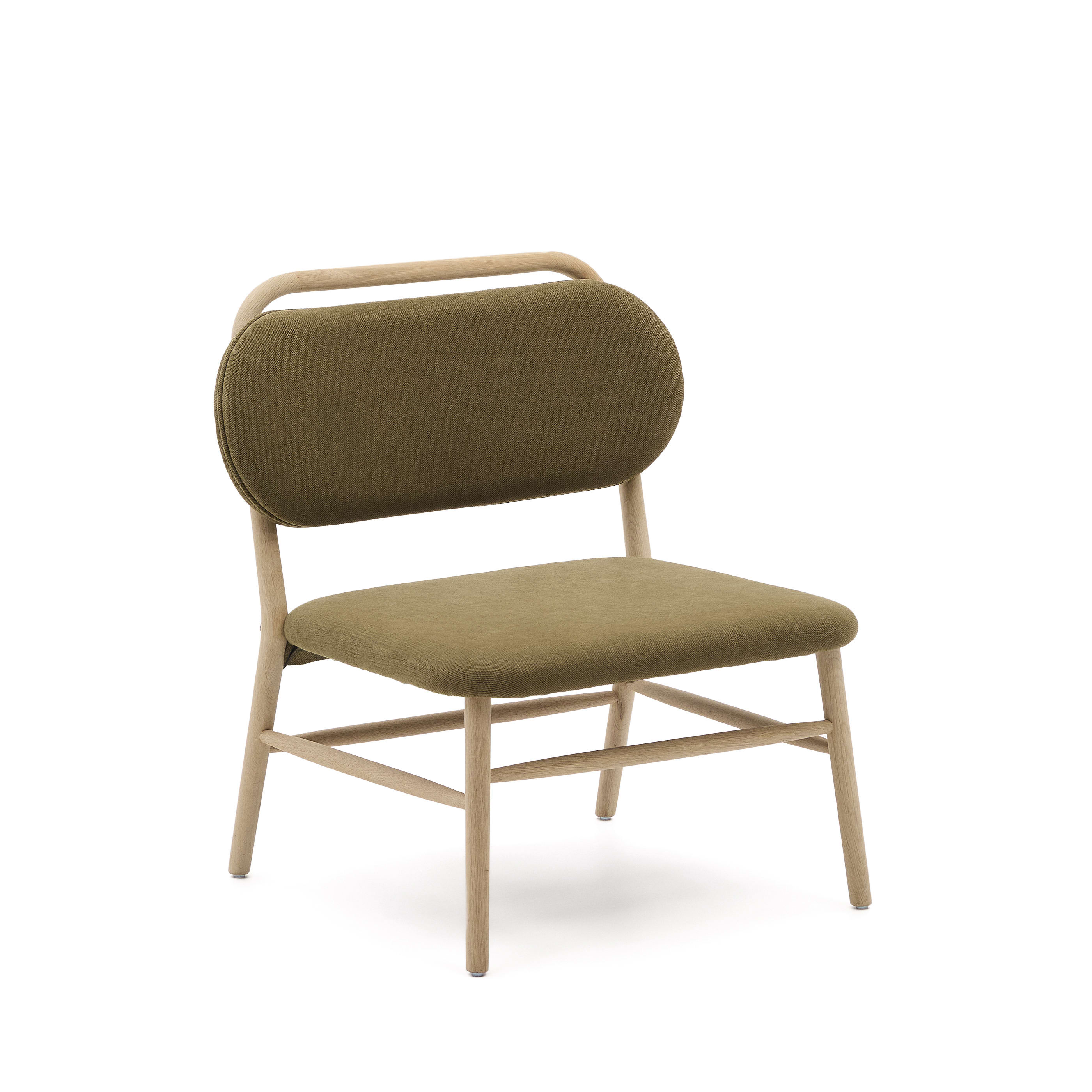 KAVE HOME Helda lænestol - grøn chenille og natur egetræ