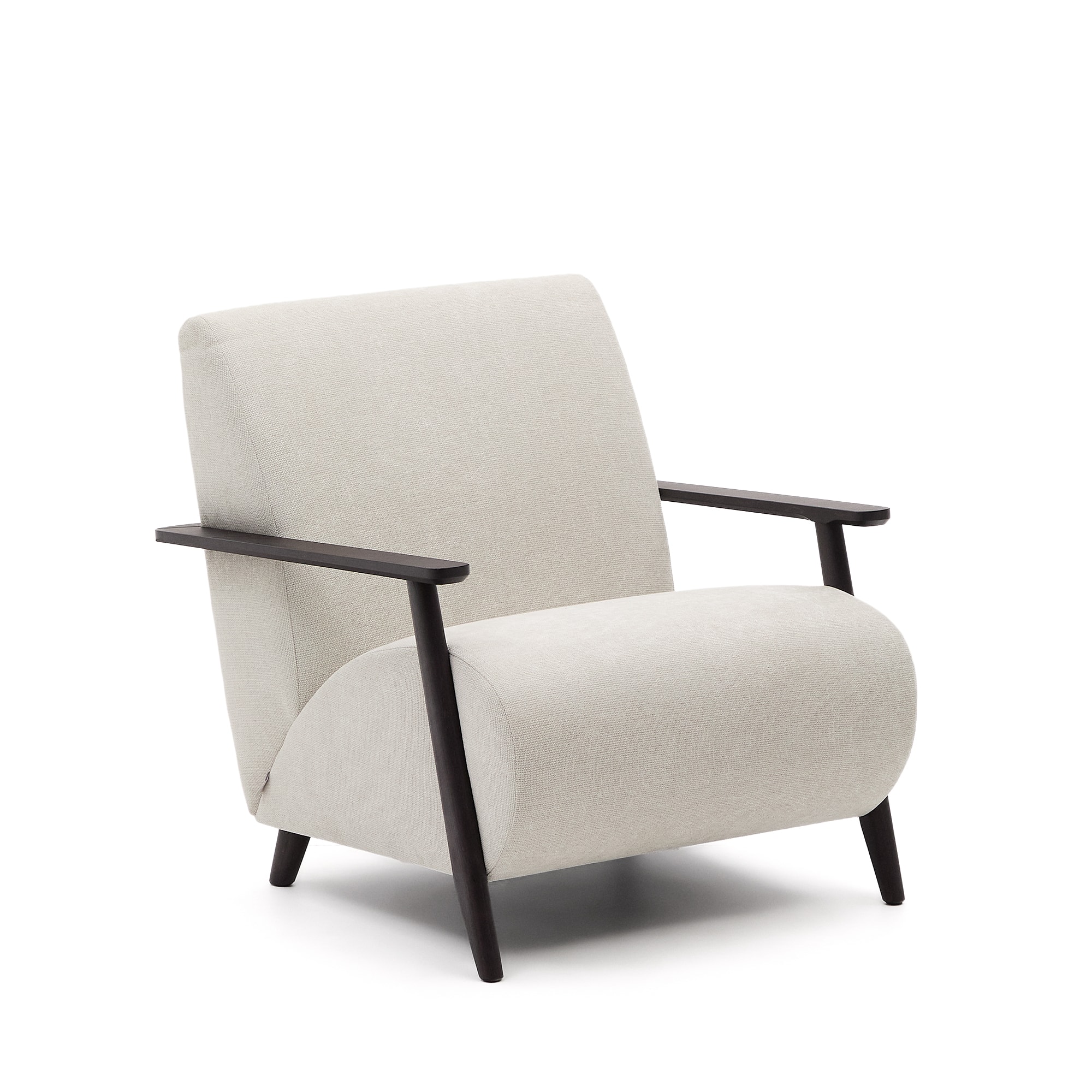 KAVE HOME Meghan lænestol, m. armlæn - perlemor chenille og wenge-finish bøgetræ