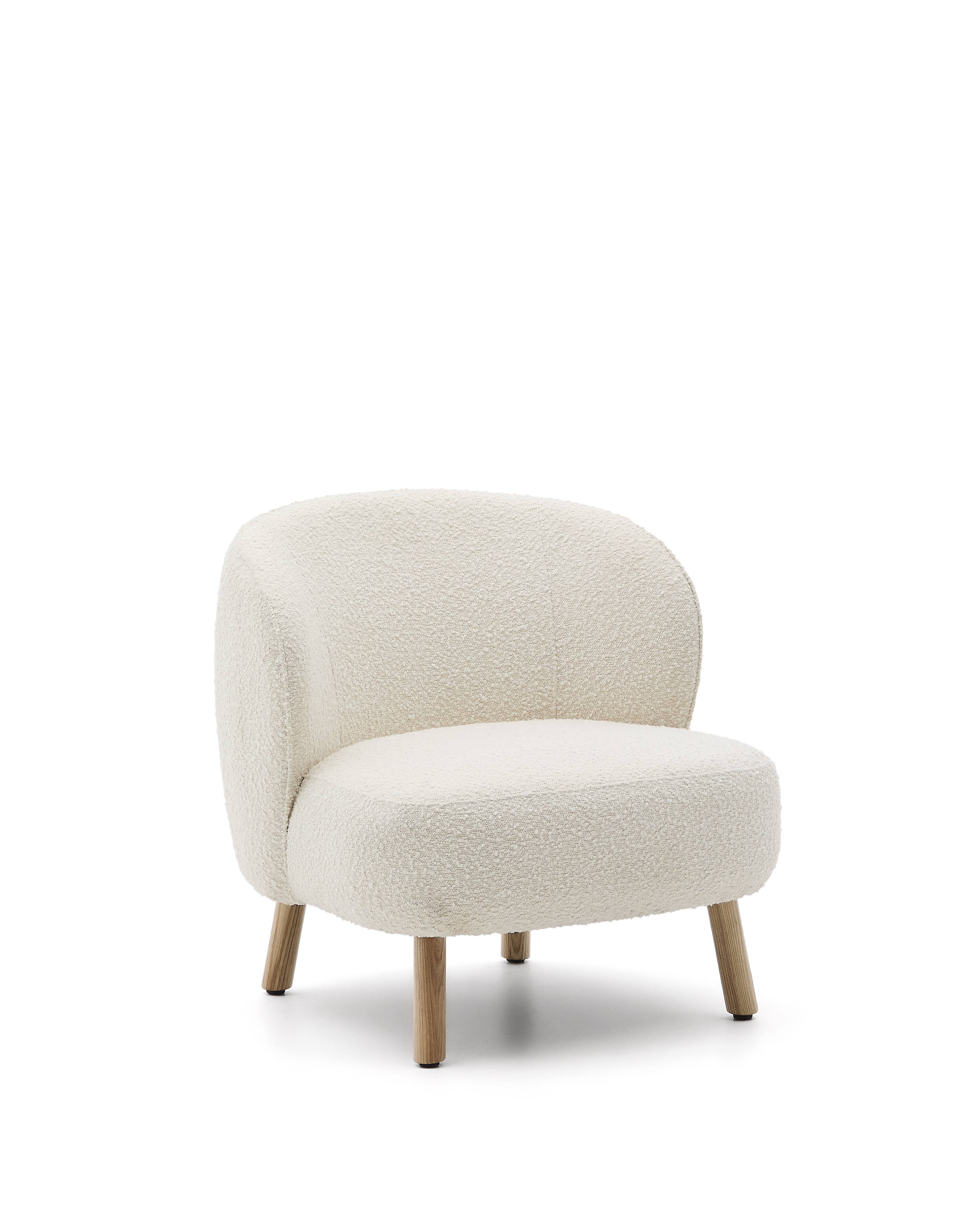 KAVE HOME Ulit lænestol - hvid bouclé stof og natur bøgetræ