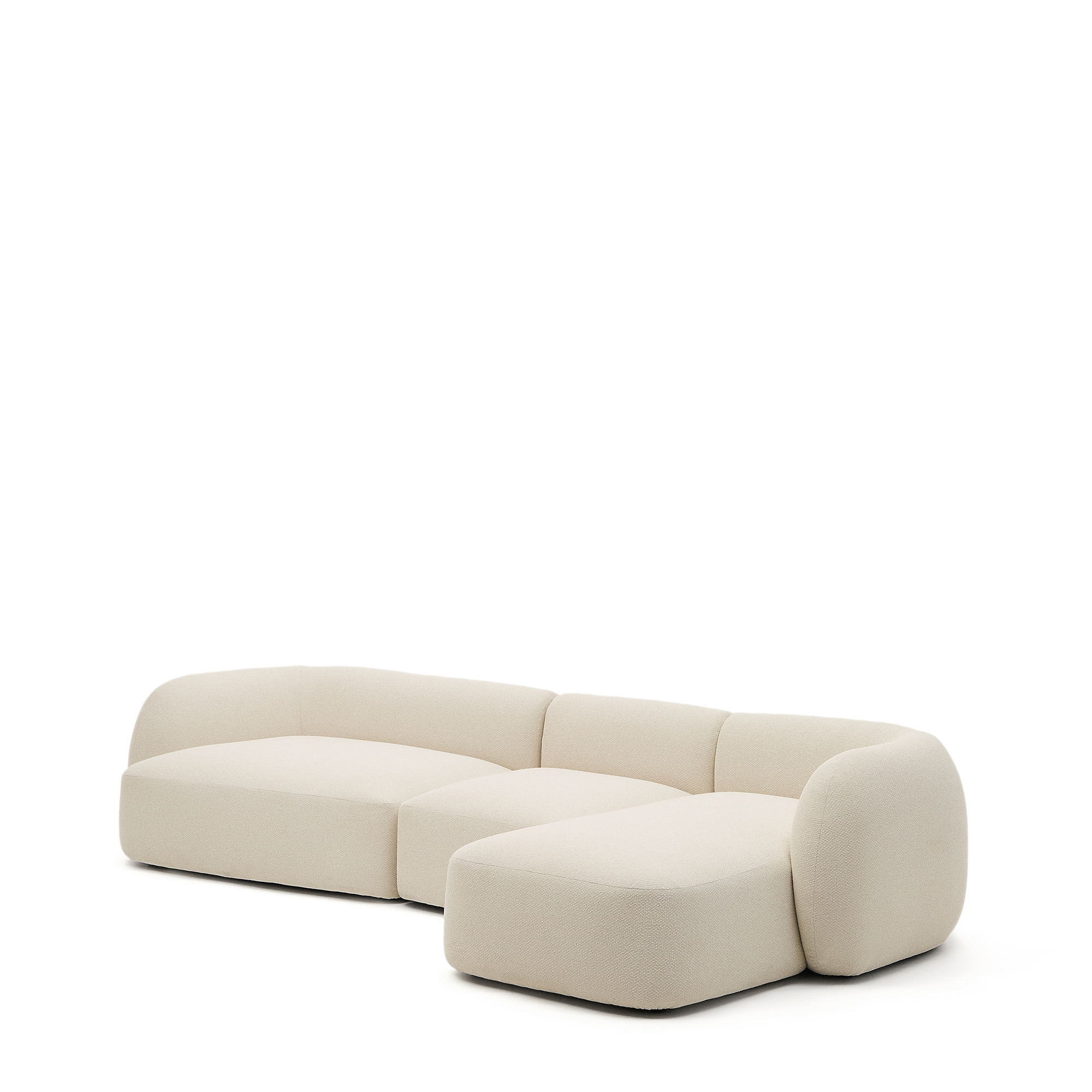 KAVE HOME Martina 4 pers. modul sofa, m. højre chaiselong - ecru chenille stof (377cm)