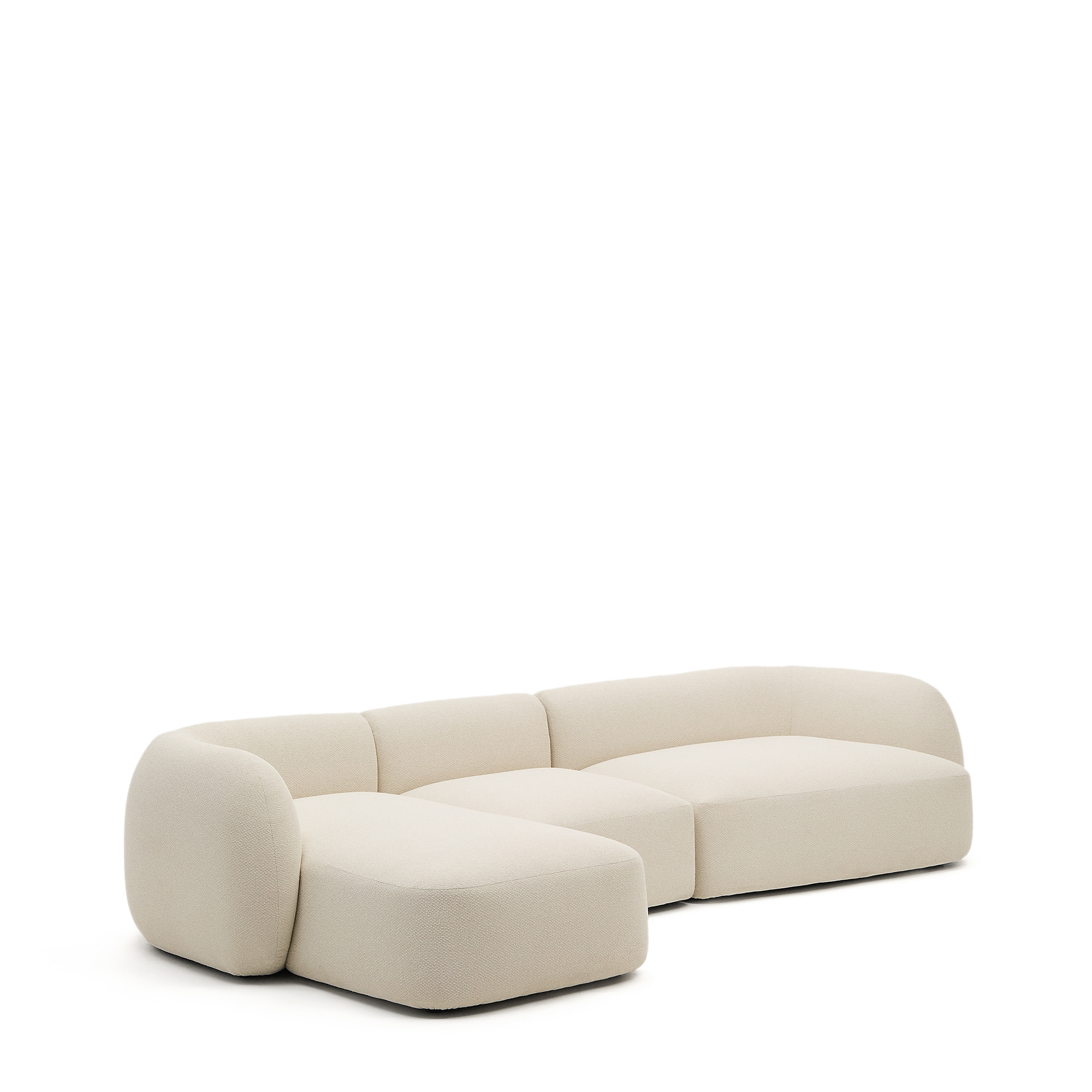 KAVE HOME Martina 4 pers. modul sofa, m. venstre chaiselong - ecru chenille stof (377cm)