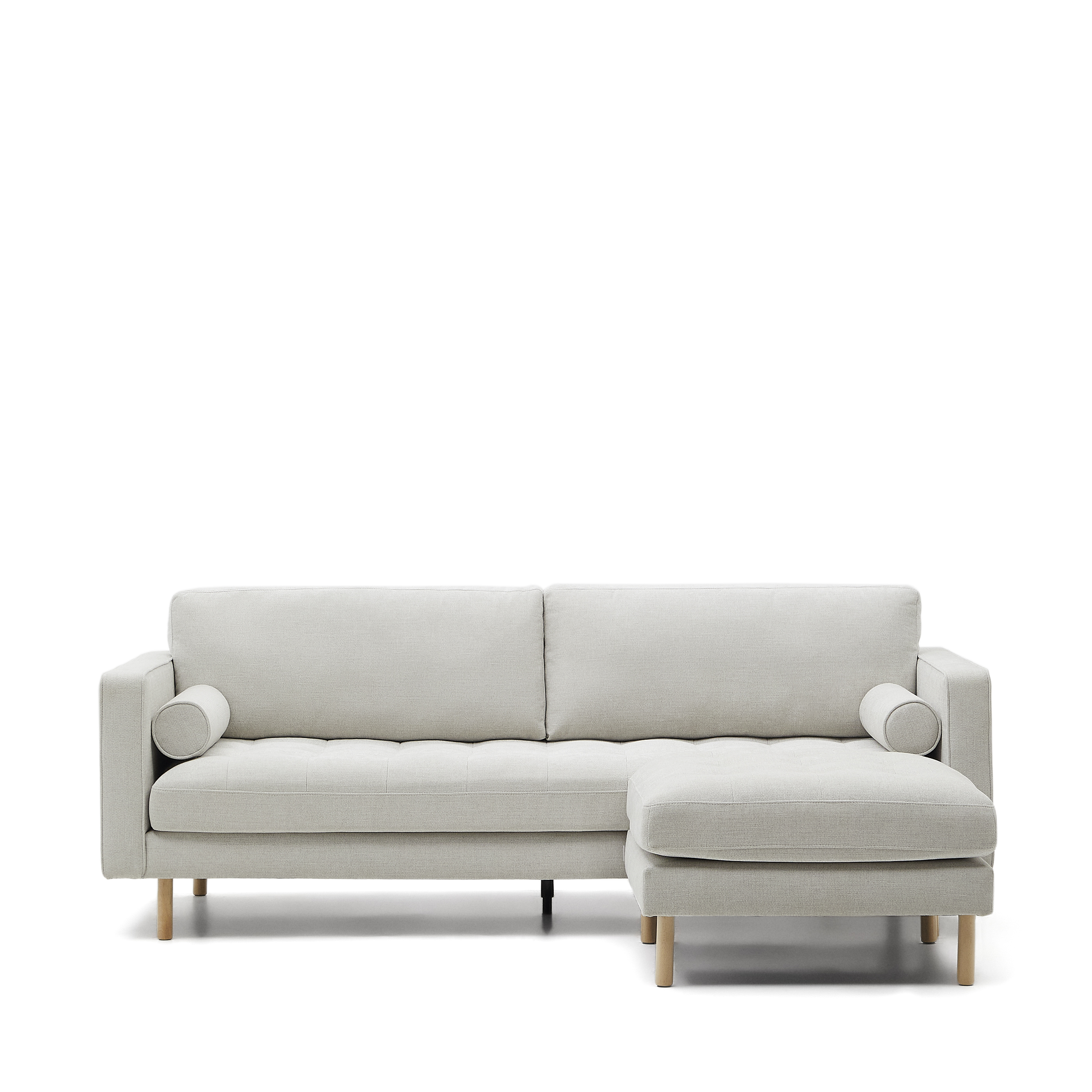 KAVE HOME Debra 3 pers. sofa, m. fodstøtte - perlemor chenille og ben i natur (222cm)