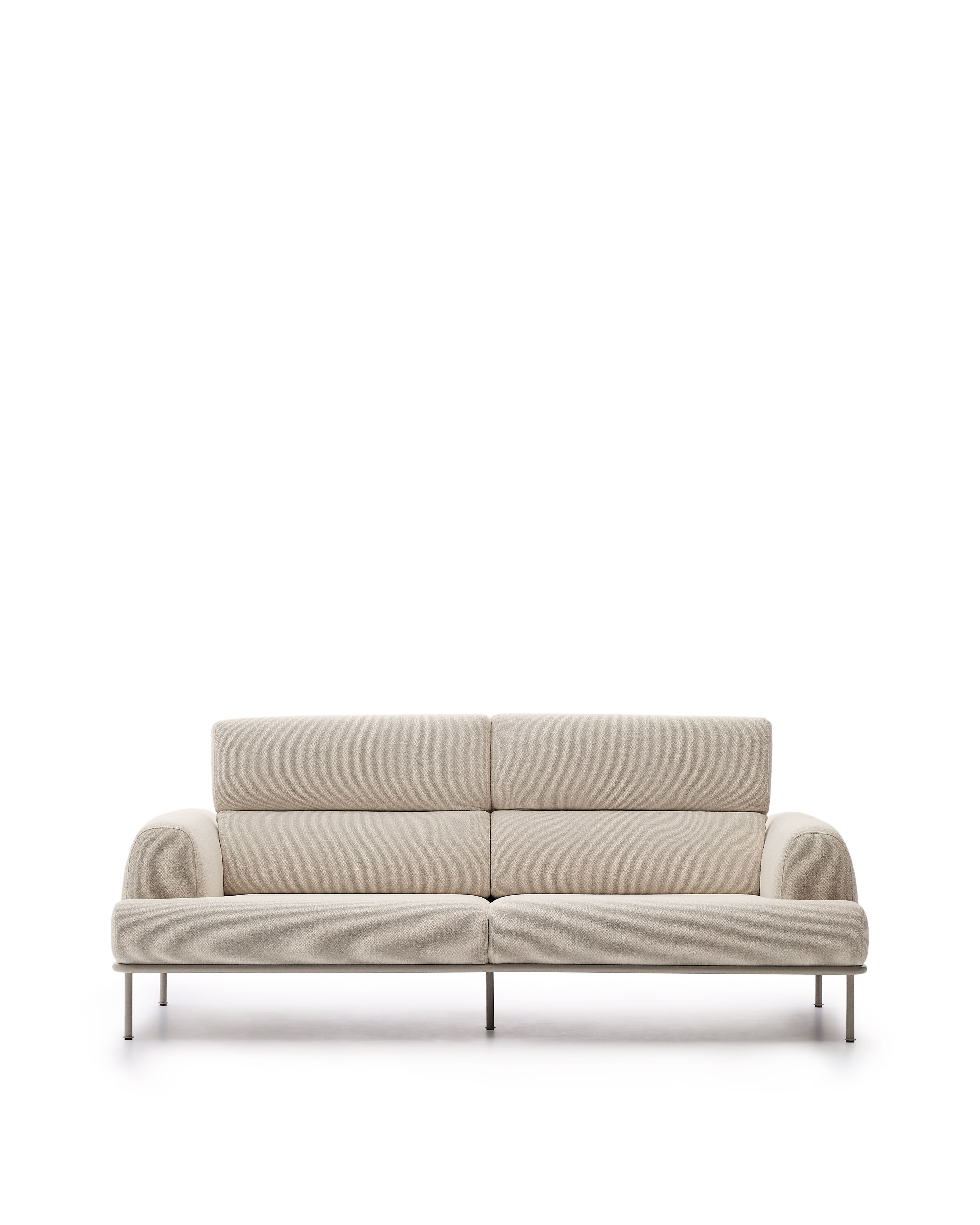 KAVE HOME Aurum 3 pers. sofa, m. nakkestøtte - creme stof og mat grå metal (B:234cm)