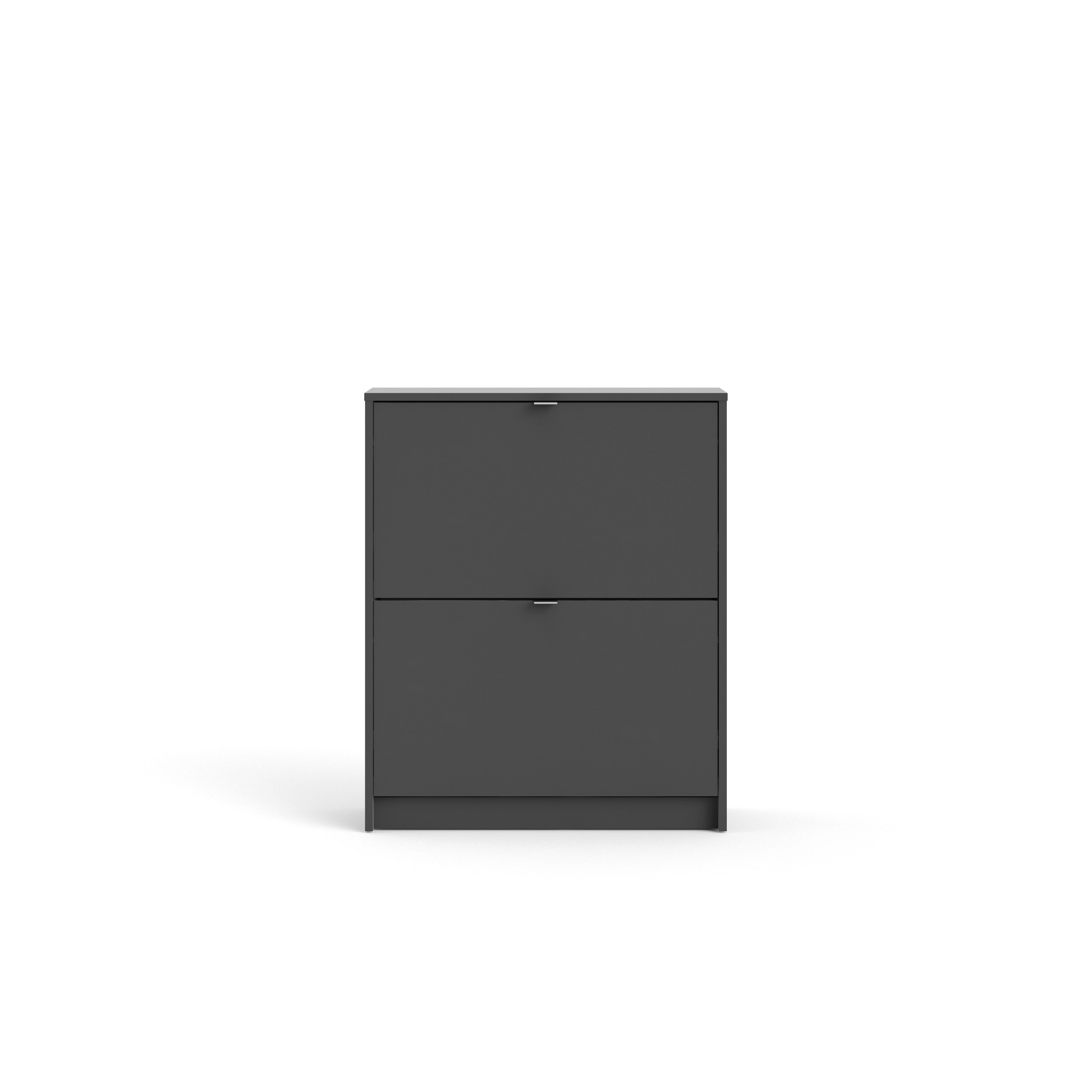 TVILUM Shoes skoskab, m. 2 klaplåger med 2 rum - mat grå melamin/folie spånplade