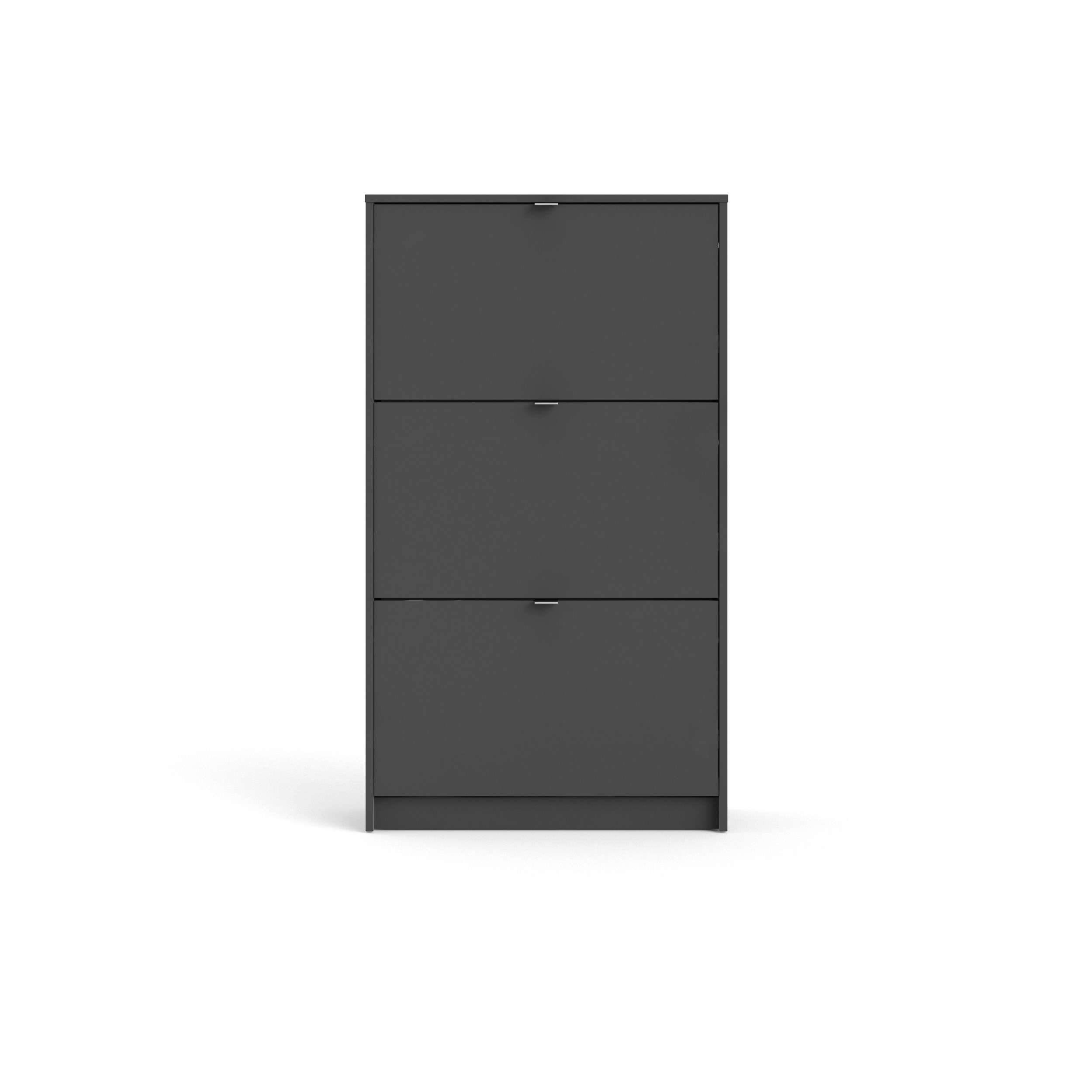 TVILUM Shoes skoskab, m. 3 klaplåger med 2 rum - mat grå melamin/folie spånplade