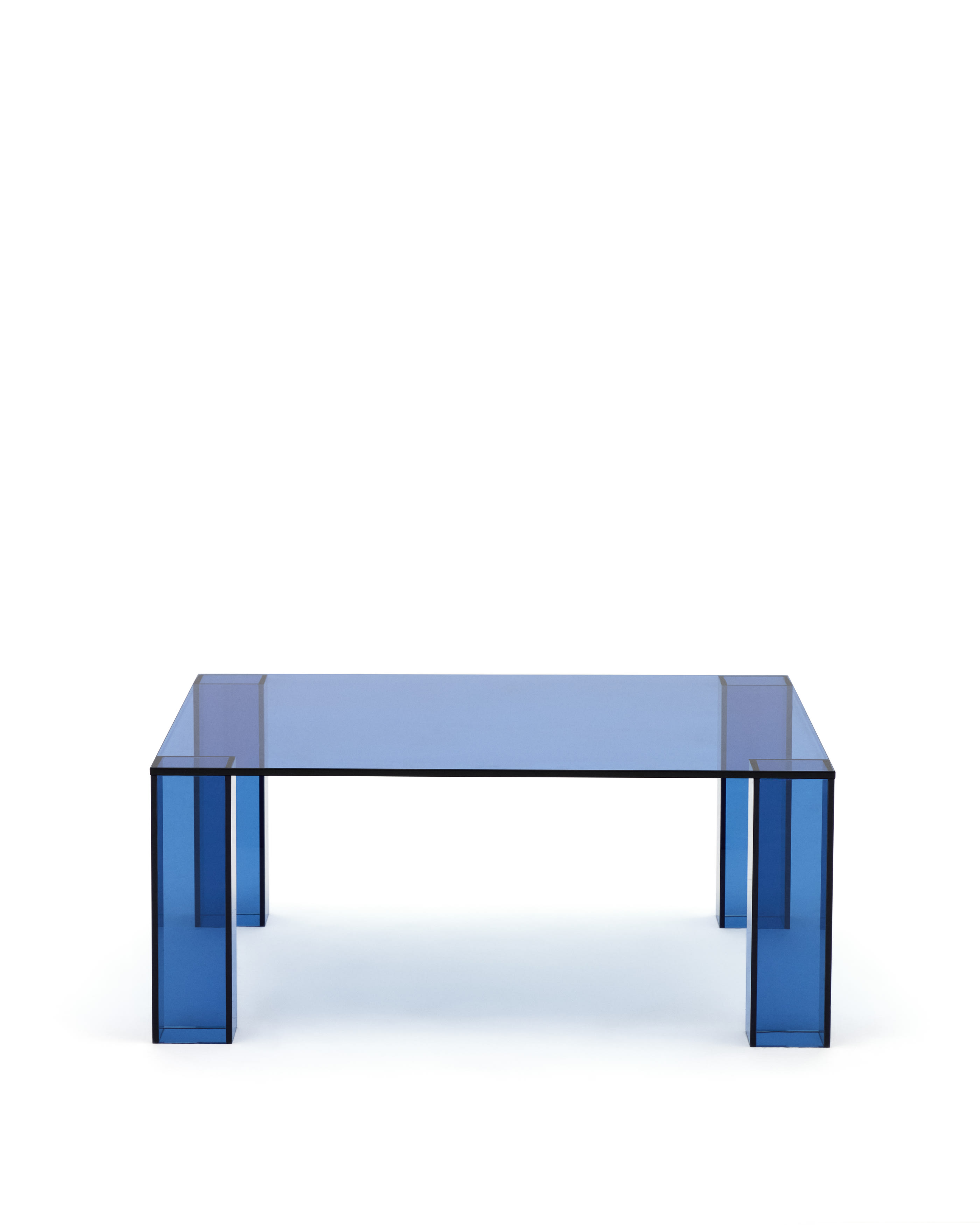 KAVE HOME Adularia sidebord, kvadratisk - blå hærdet glas (85x85)