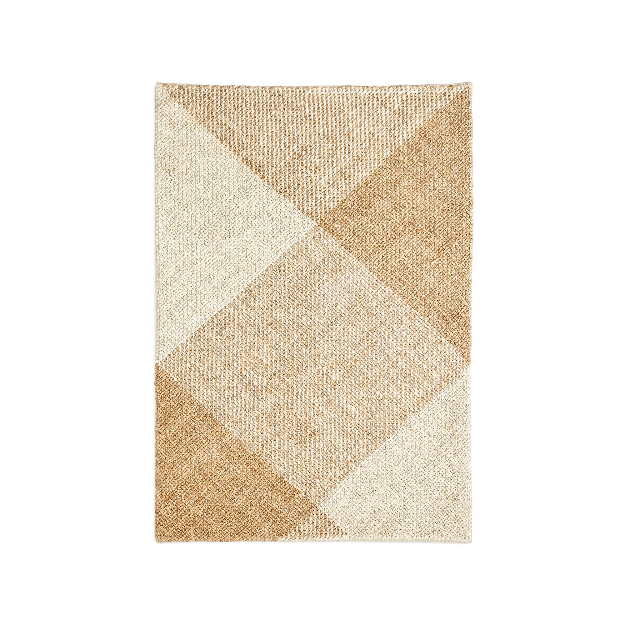 KAVE HOME Maelan gulvtæppe, ternet, rektangulær - natur/brun jute/bomuld (160x230)