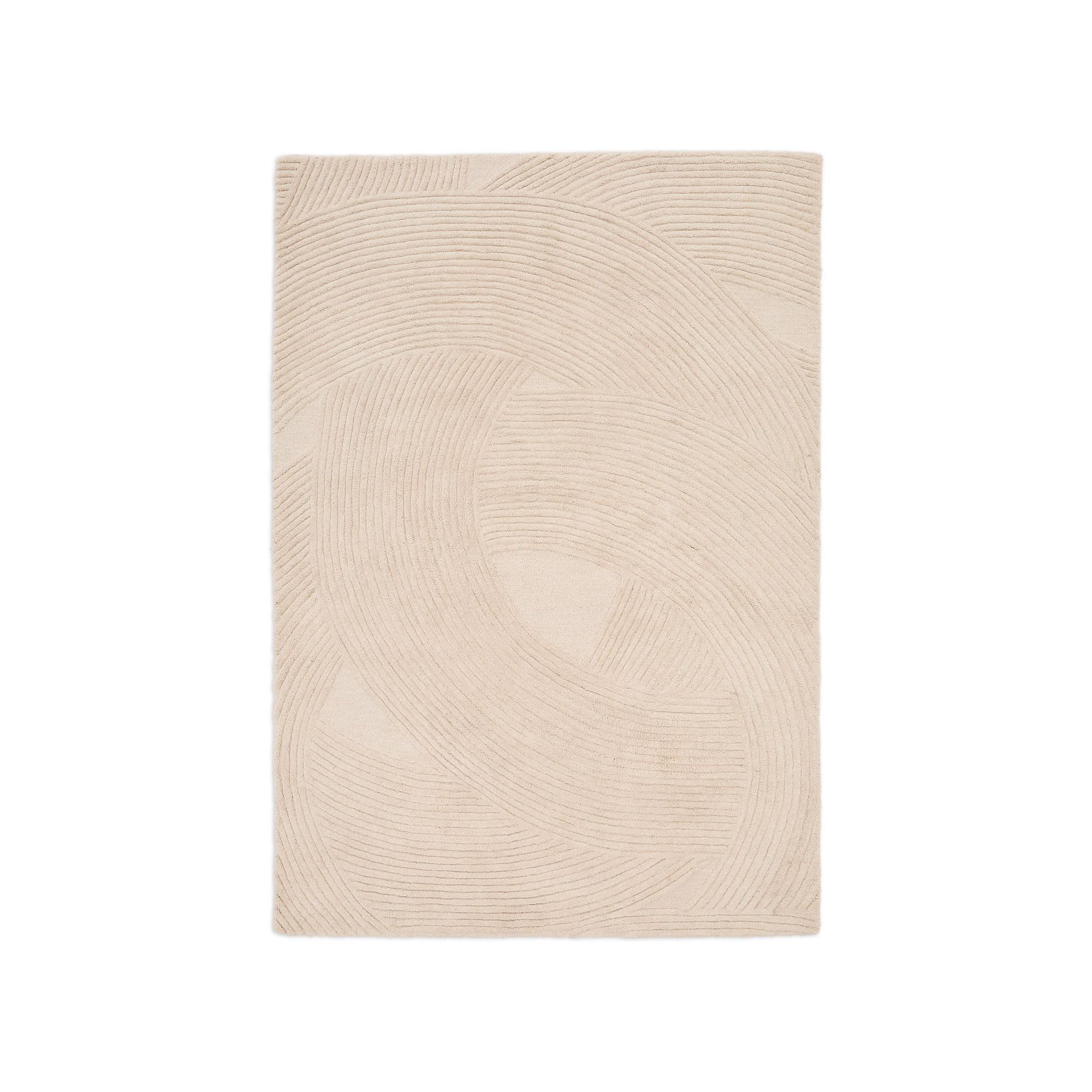 KAVE HOME Domm gulvtæppe, rektangulær beige uld (160x230)