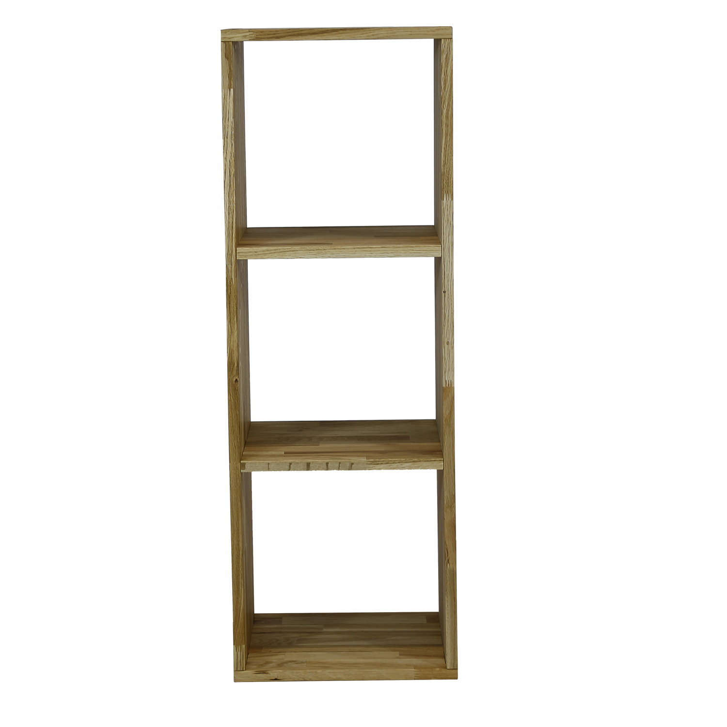 NOCNOI Puzzle rektangulær reol, m. 3 rum - massiv olieret eg, til væg/gulv (104x36)