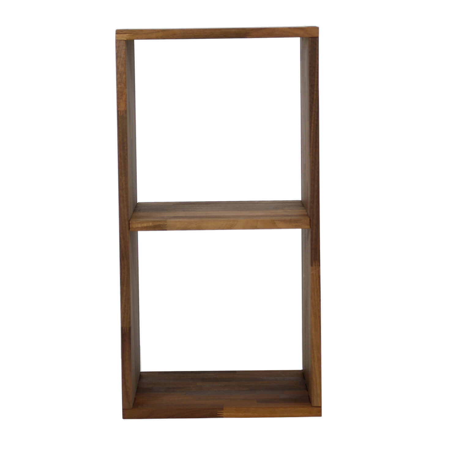 NOCNOI Puzzle rektangulær reol, m. 2 rum - massiv olieret valnød, til væg/gulv (70x36)