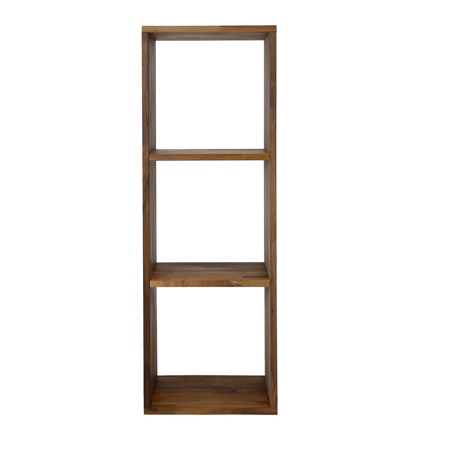 NOCNOI Puzzle rektangulær reol, m. 3 rum - massiv olieret valnød, til væg/gulv (104x36)