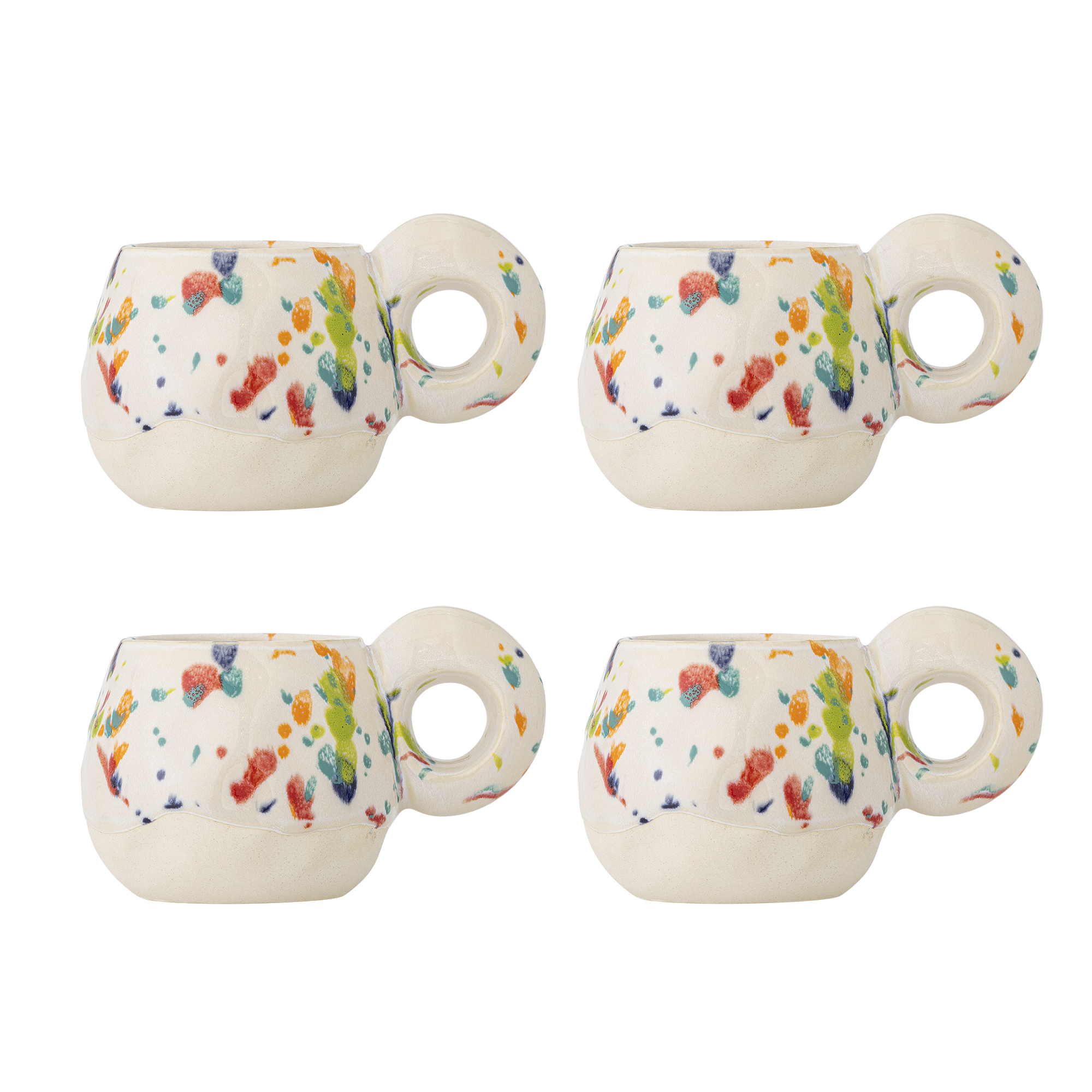 BLOOMINGVILLE Freckles kop, m. hank - rød stentøj (D10xH9) (sæt af 4)