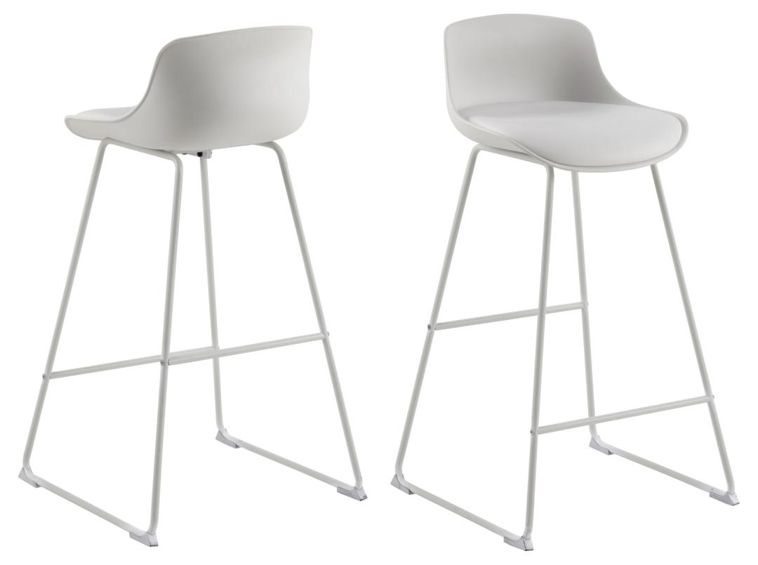 ACT NORDIC Tina barstol, m. ryglæn og fodstøtte - hvid PU/polypropylen og hvid stål