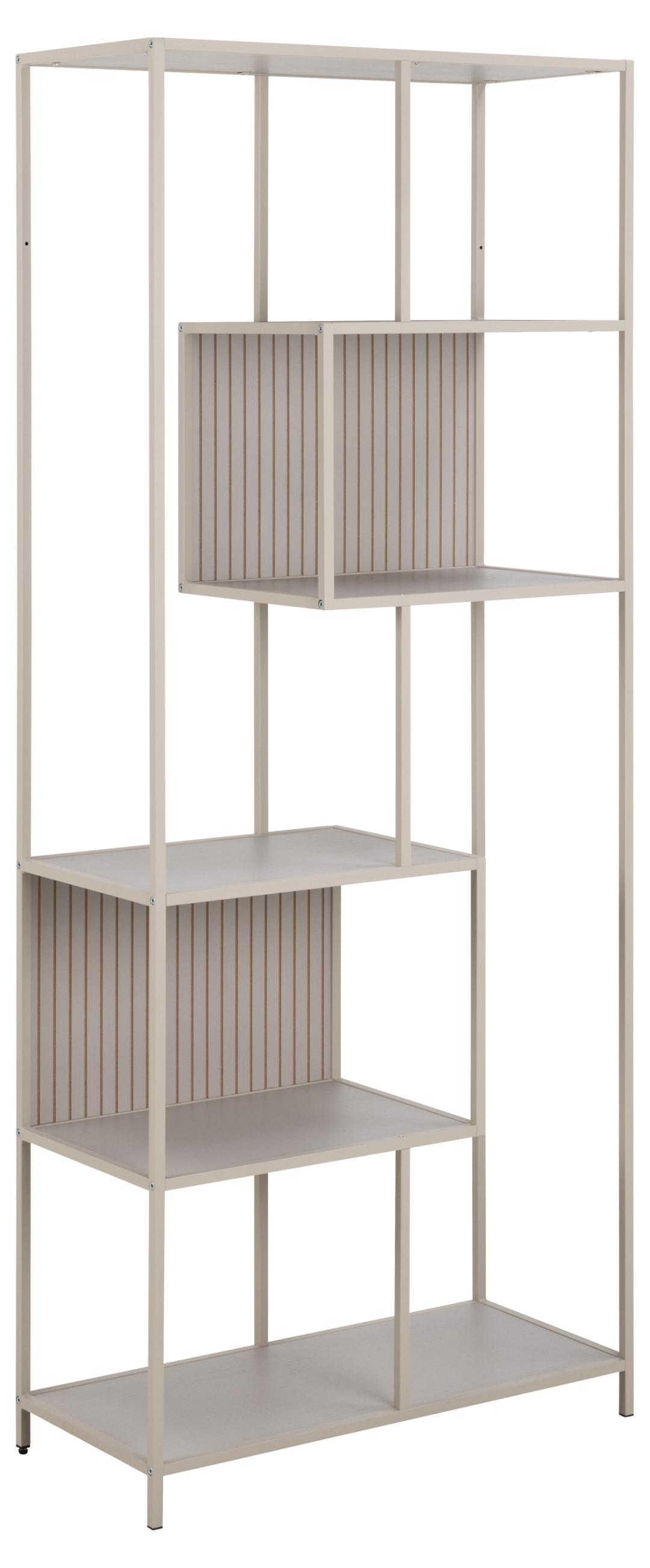 ACT NORDIC Seaford reol, m. 5 hylder - grå ru melamin og grå ru stål (77x35x185)