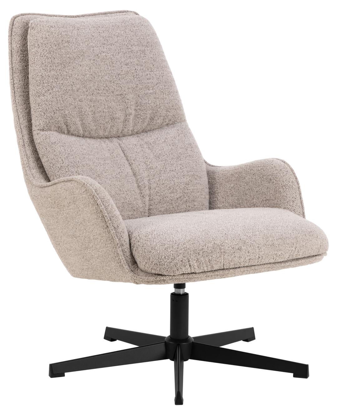 ACT NORDIC Bosley drejestol, m. armlæn, horisontal syning og lynlås - beige stof og sort stål