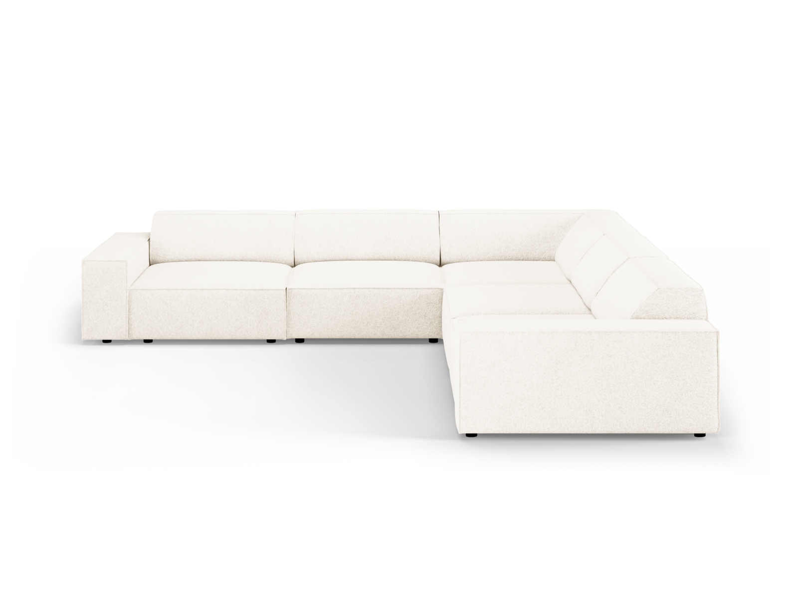 MICADONI Jodie symmetrisk 6 pers. hjørnesofa - beige bouclé stof og sort plast