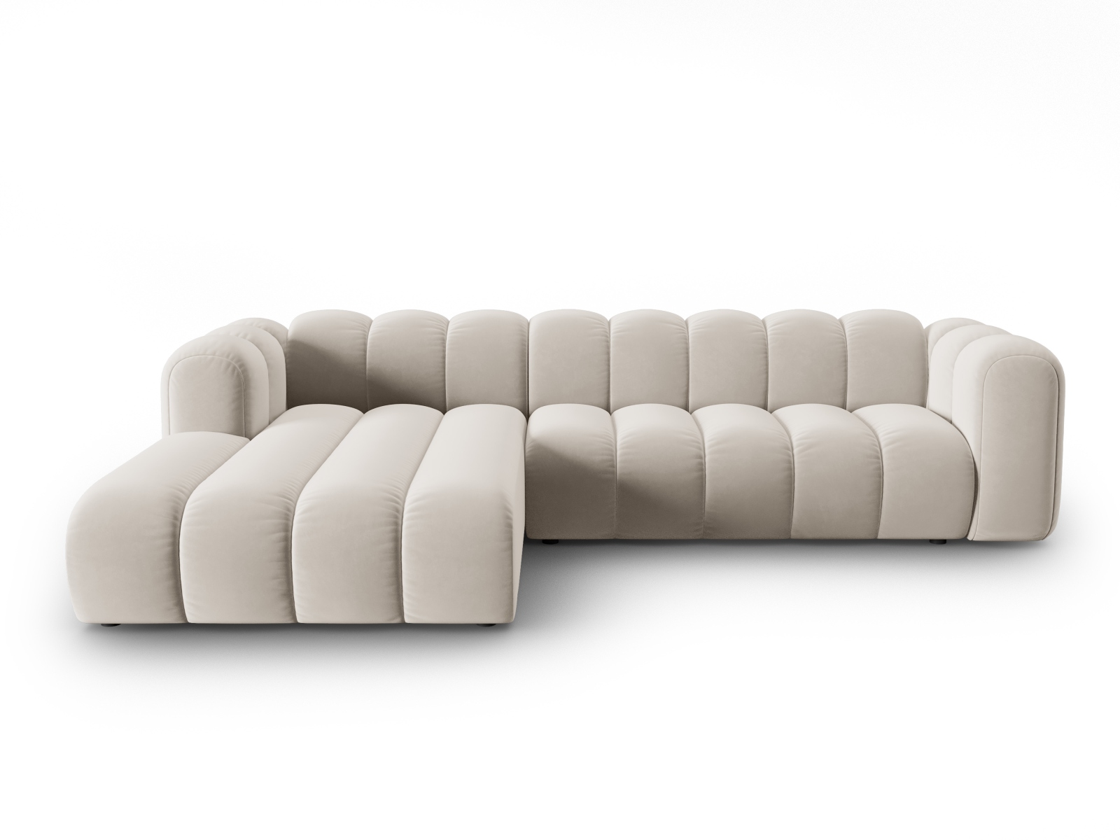 MICADONI Lupin Modular 4 pers. hjørnesofa, venstre - beige fløjl stof