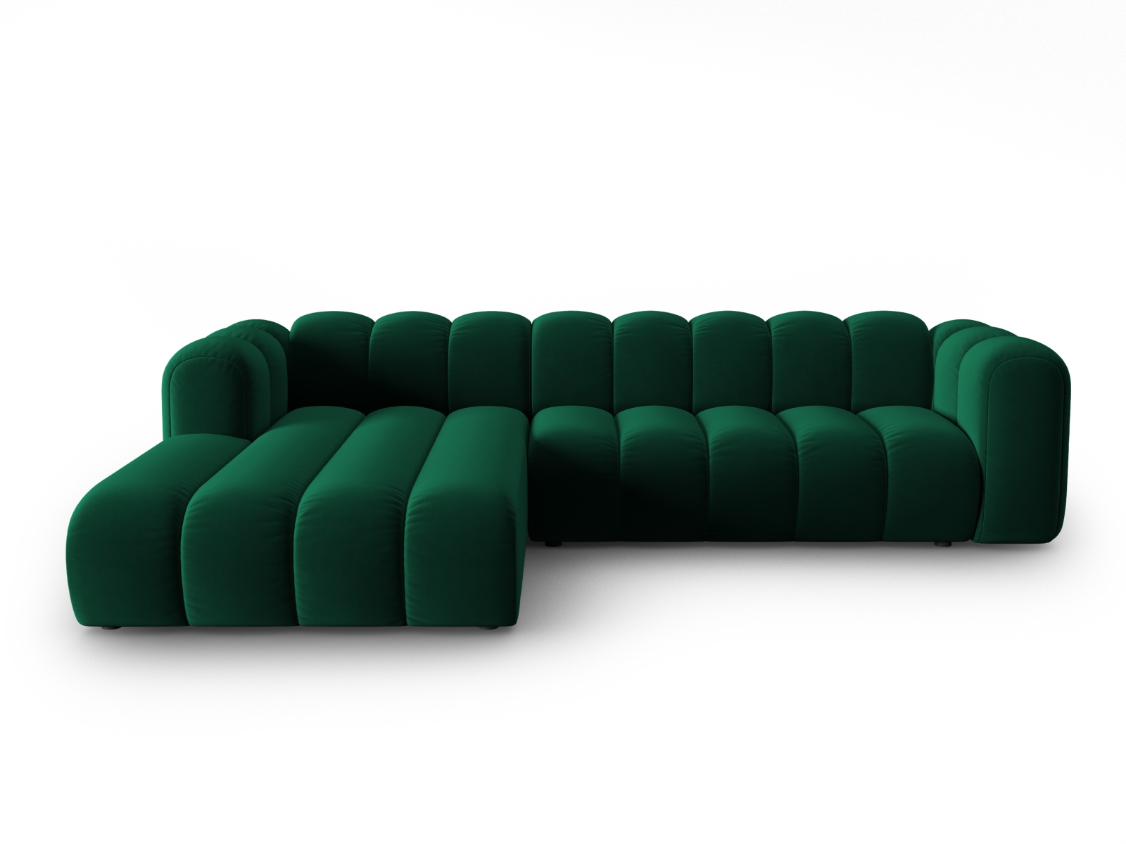 MICADONI Lupin Modular 4 pers. hjørnesofa, venstre - flaskegrøn fløjl stof