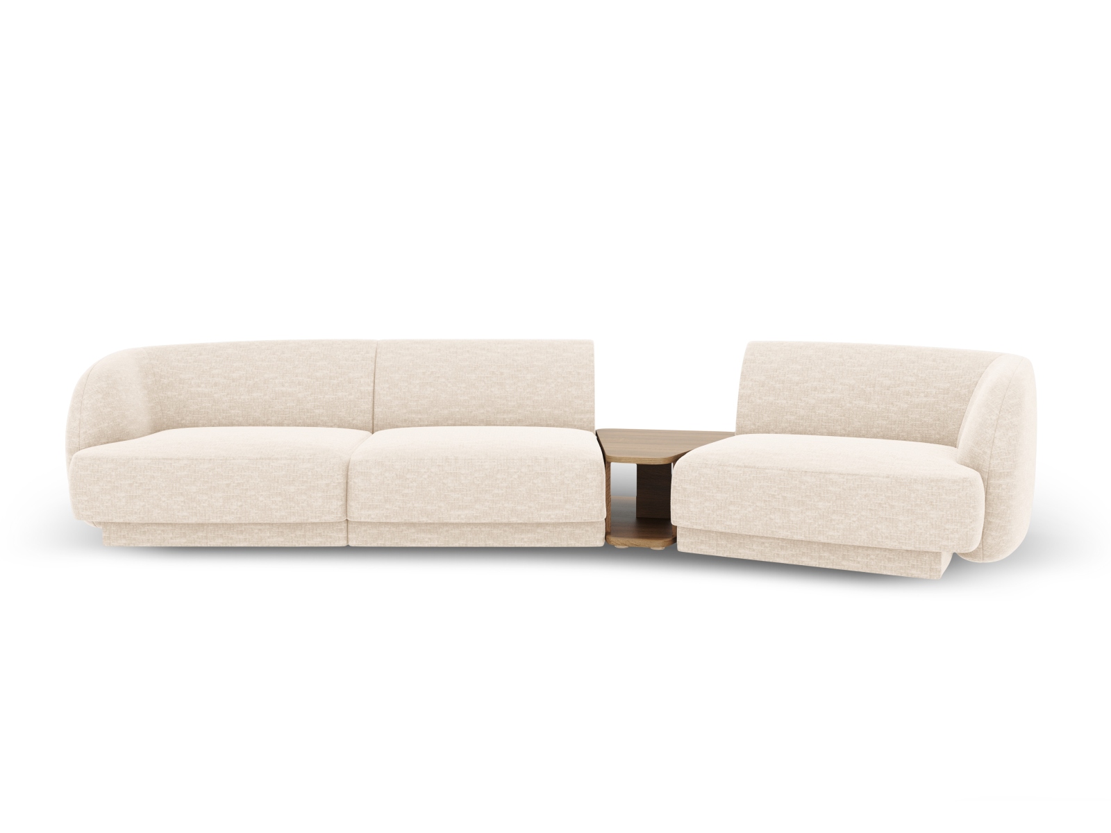 MICADONI Miley 3 pers. modulær sofa, højre, m. sofabord - lys beige chenille