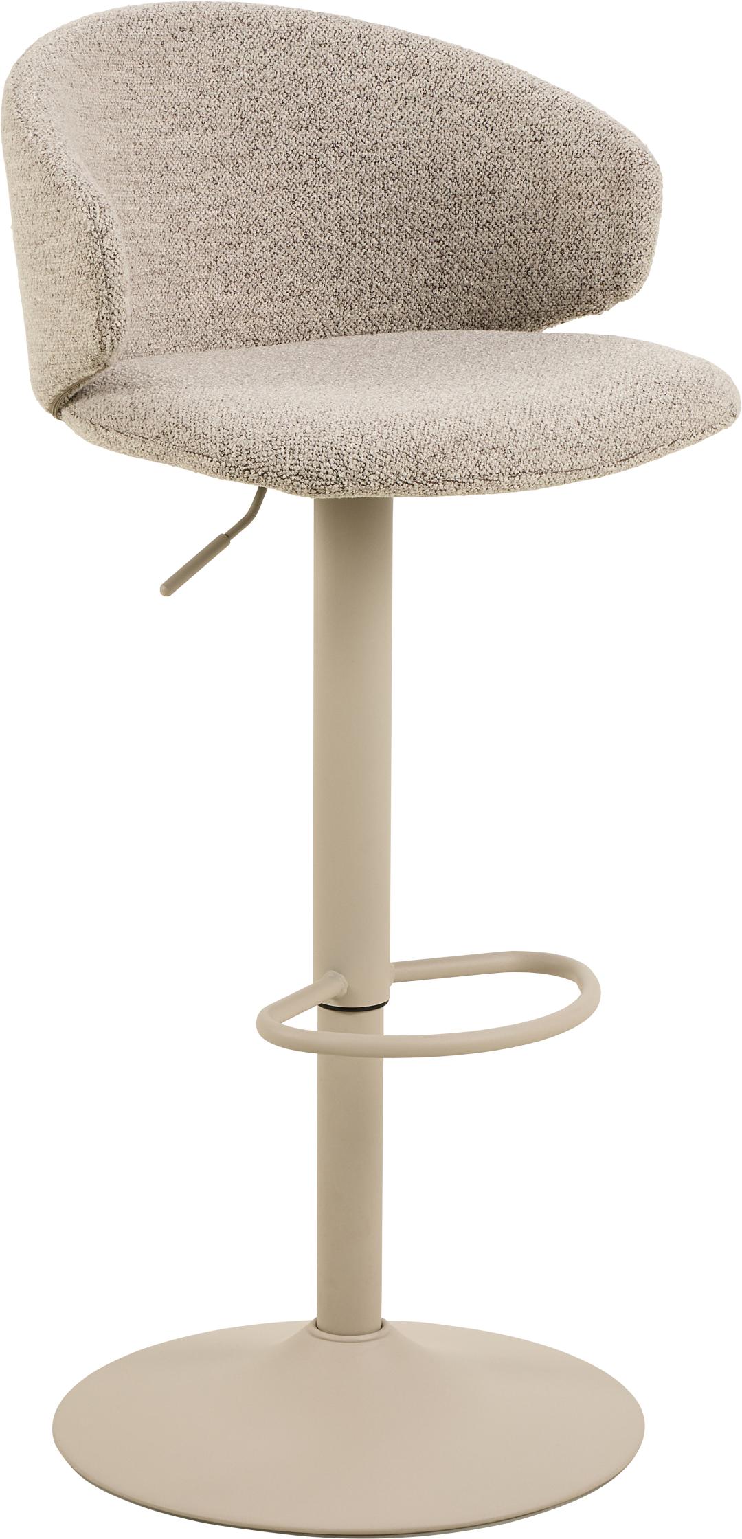 ACT NORDIC Ella barstol, m. trompetfod, drejefunktion, fodstøtte, gaspatron - beige stof og grå stål