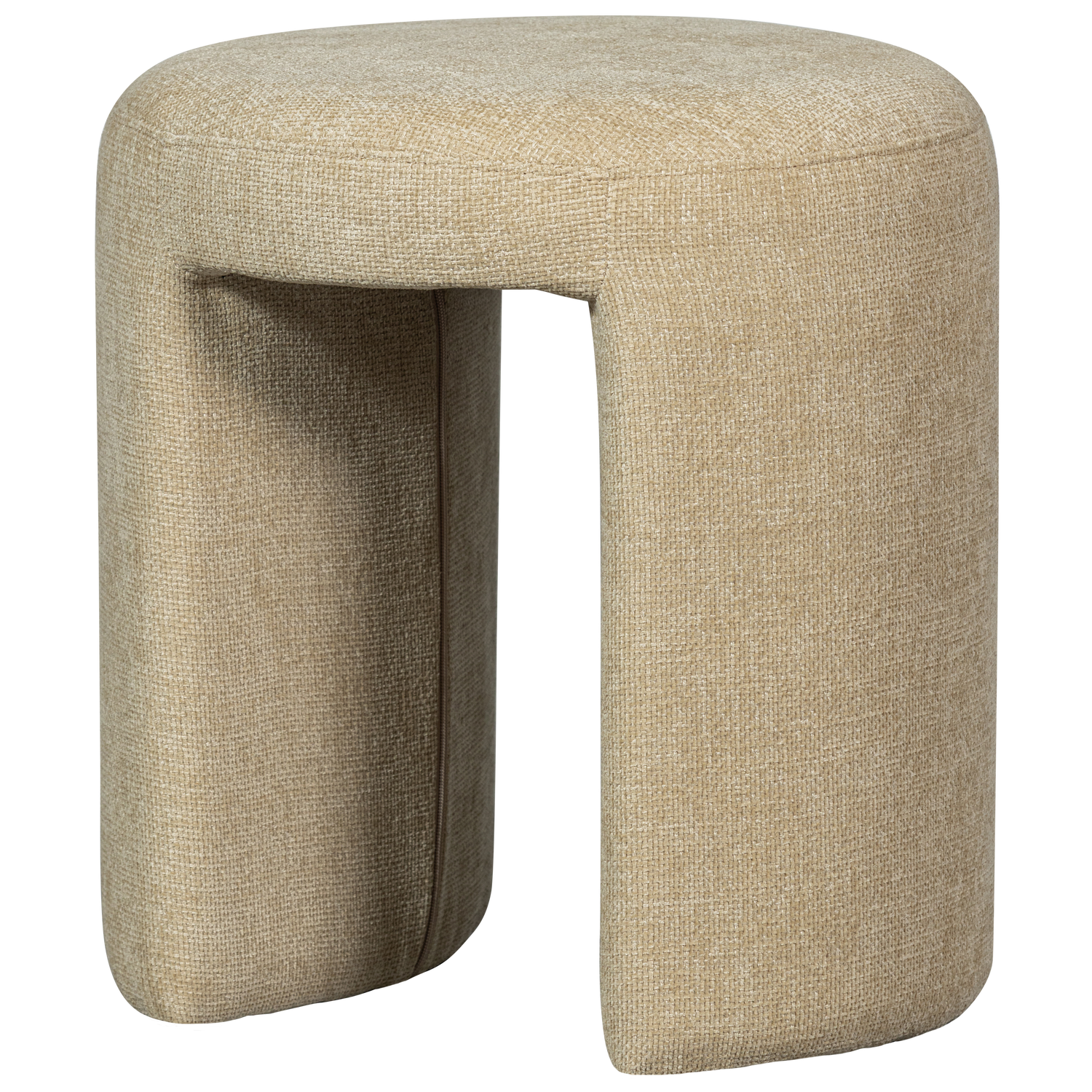 WOOOD Charlie skammel, rund - natur chenille stof (Ø45)