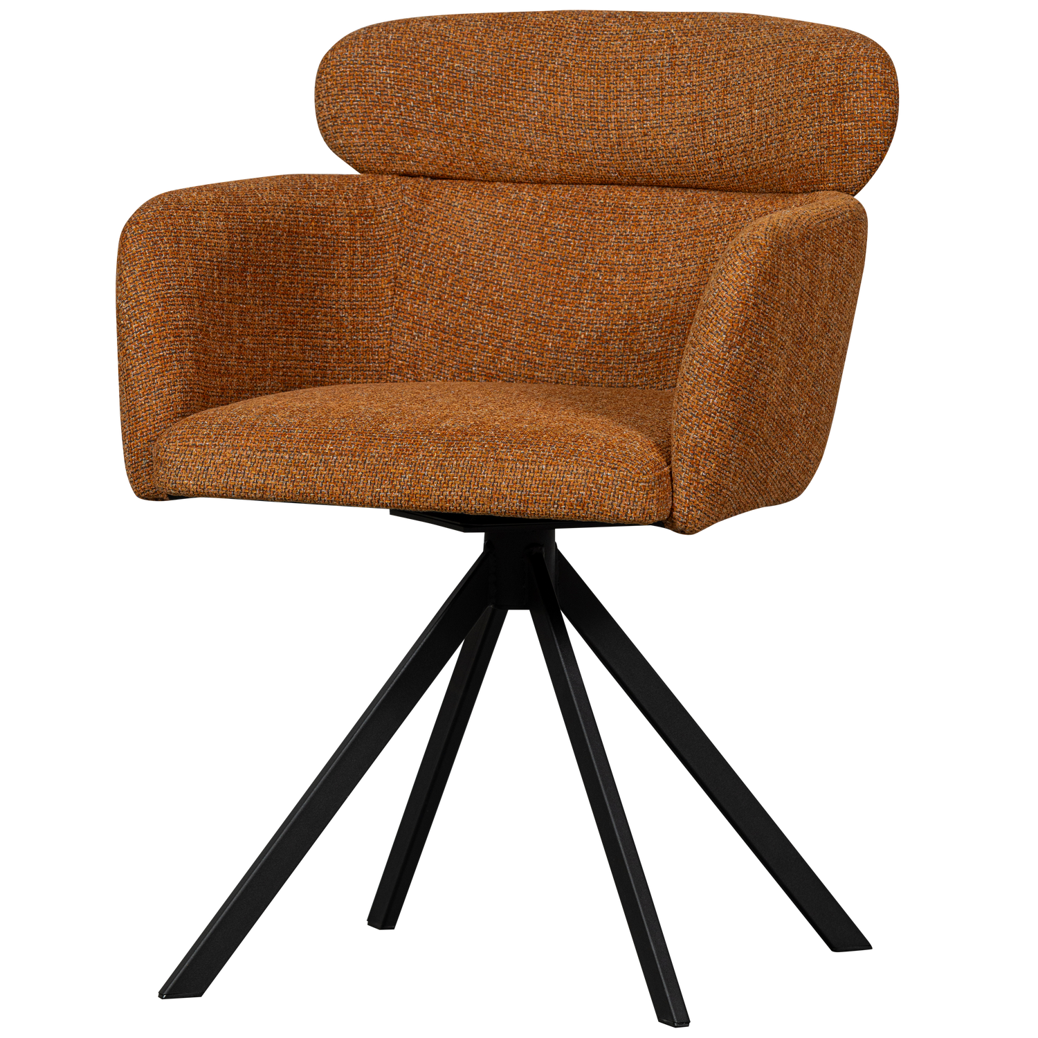 WOOOD Fenne spisebordsstol, m. drejefunktion og armlæn - ingefær stof og sort metal