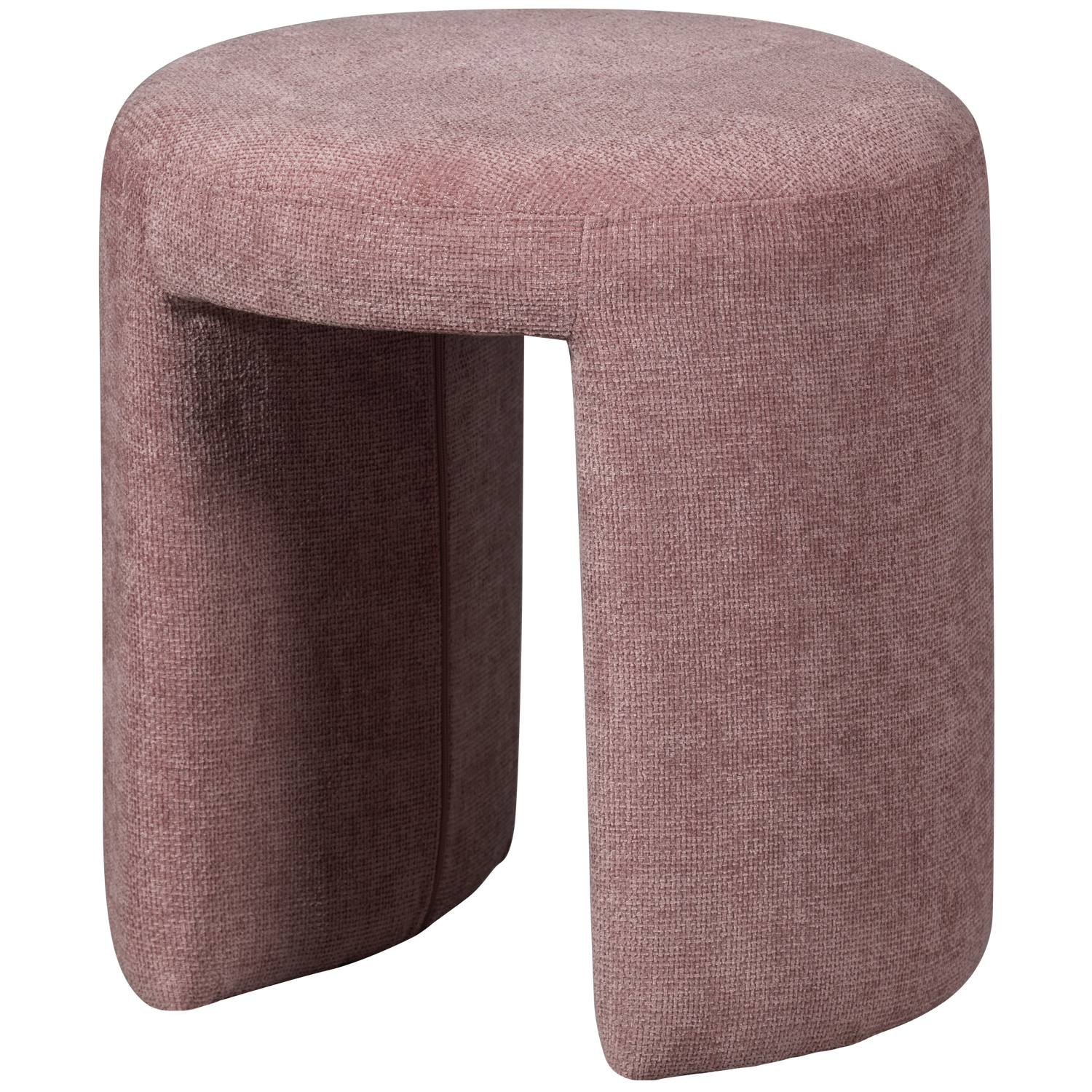 WOOOD Charlie skammel, rund - blush chenille stof (Ø45)