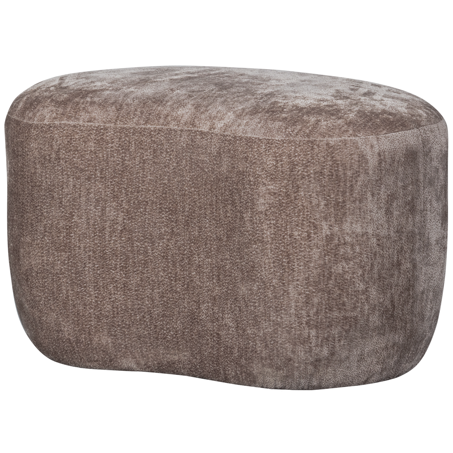WOOOD Popular puf, bønneformet - taupe chenille stof (73x51)