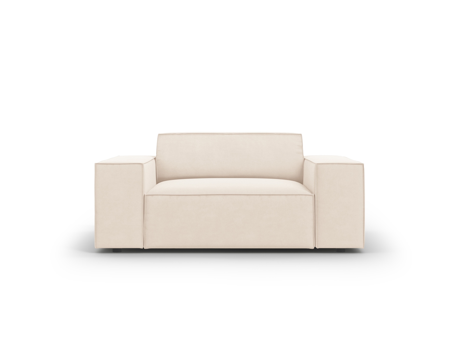 MICADONI Jodie lænestol, m. armlæn, 1 sæde - beige fløjl og sort plast