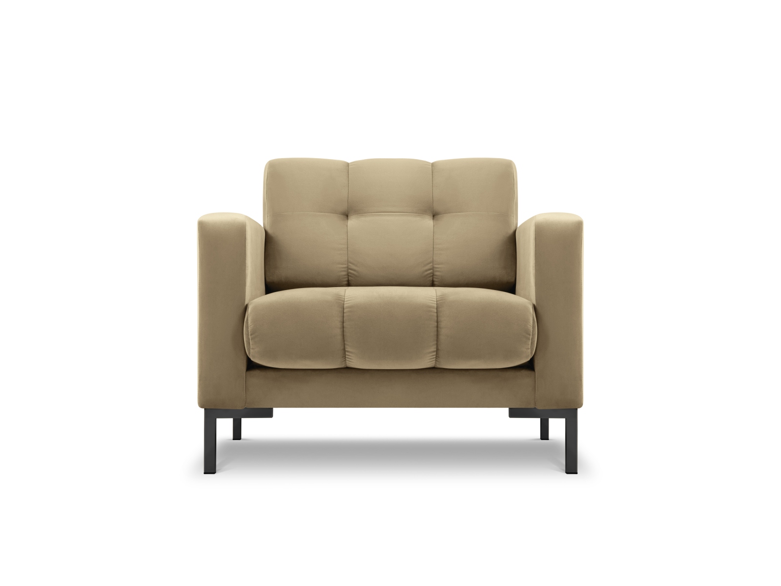 MICADONI Mamaia lænestol, m. armlæn, 1 sæde - beige fløjl og sort metal