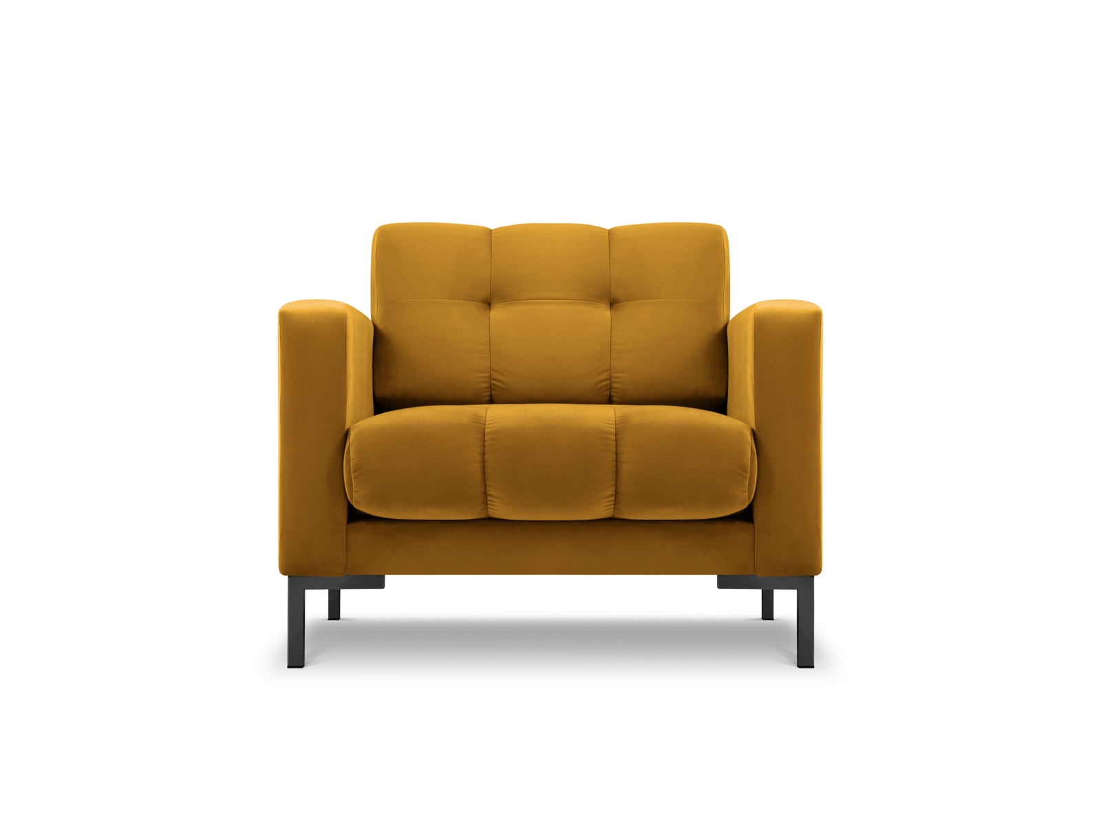 MICADONI Mamaia lænestol, m. armlæn, 1 sæde - gul fløjl og sort metal