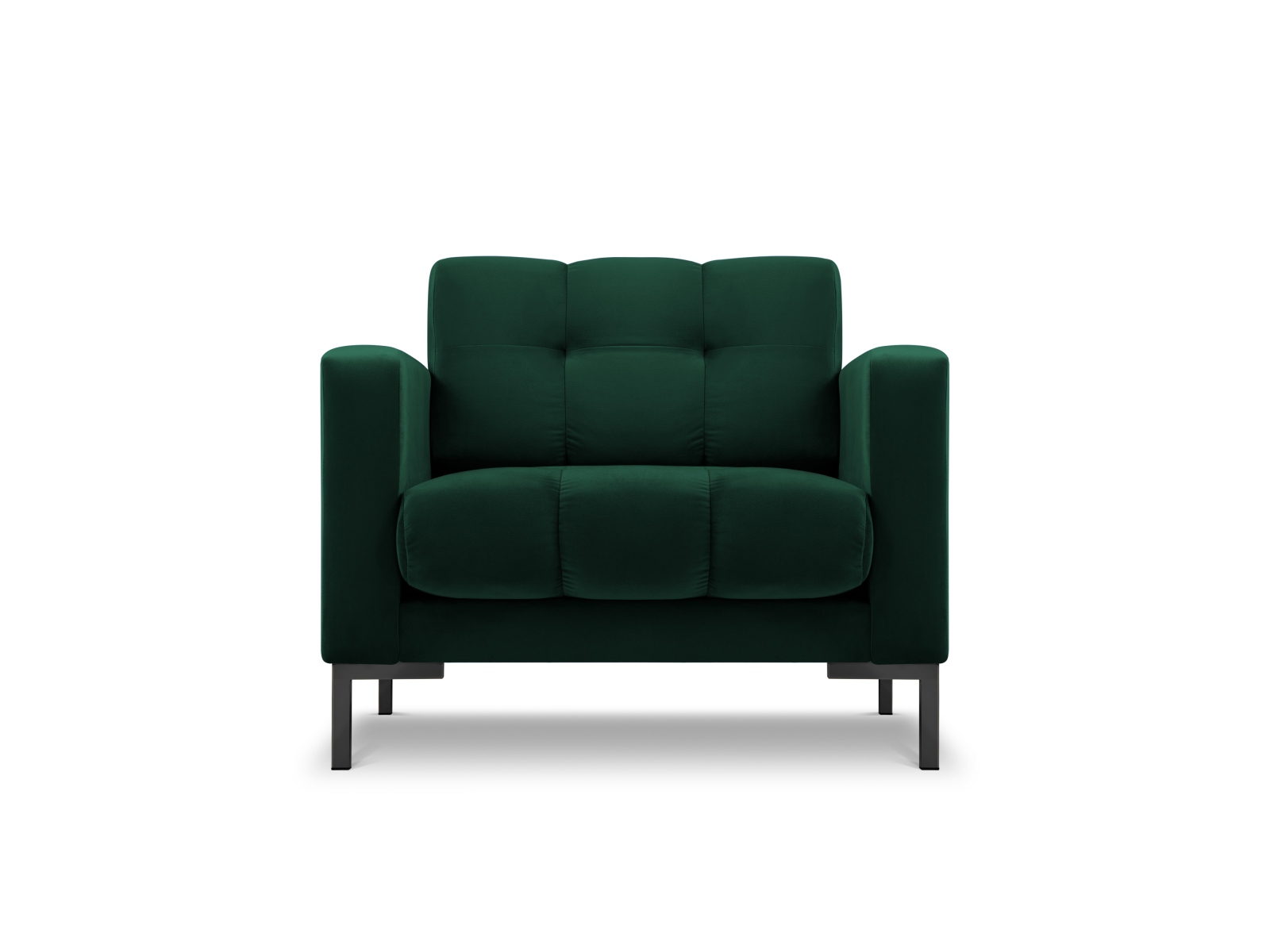 MICADONI Mamaia lænestol, m. armlæn, 1 sæde - grøn fløjl og sort metal